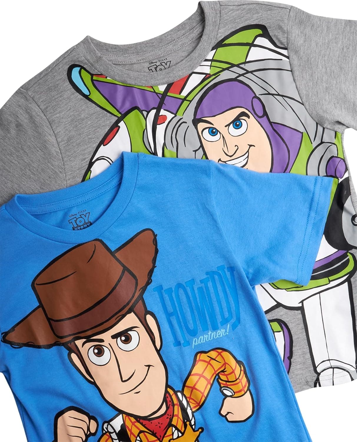 Disney Cars Toy Story Boys Shirts - 2 Pack Lightning McQueen Buzz Lightyear Short Sleeve Boys Tees for Toddler and Little Boy Heather Grey/Blue Toy Story 3T - Image 4