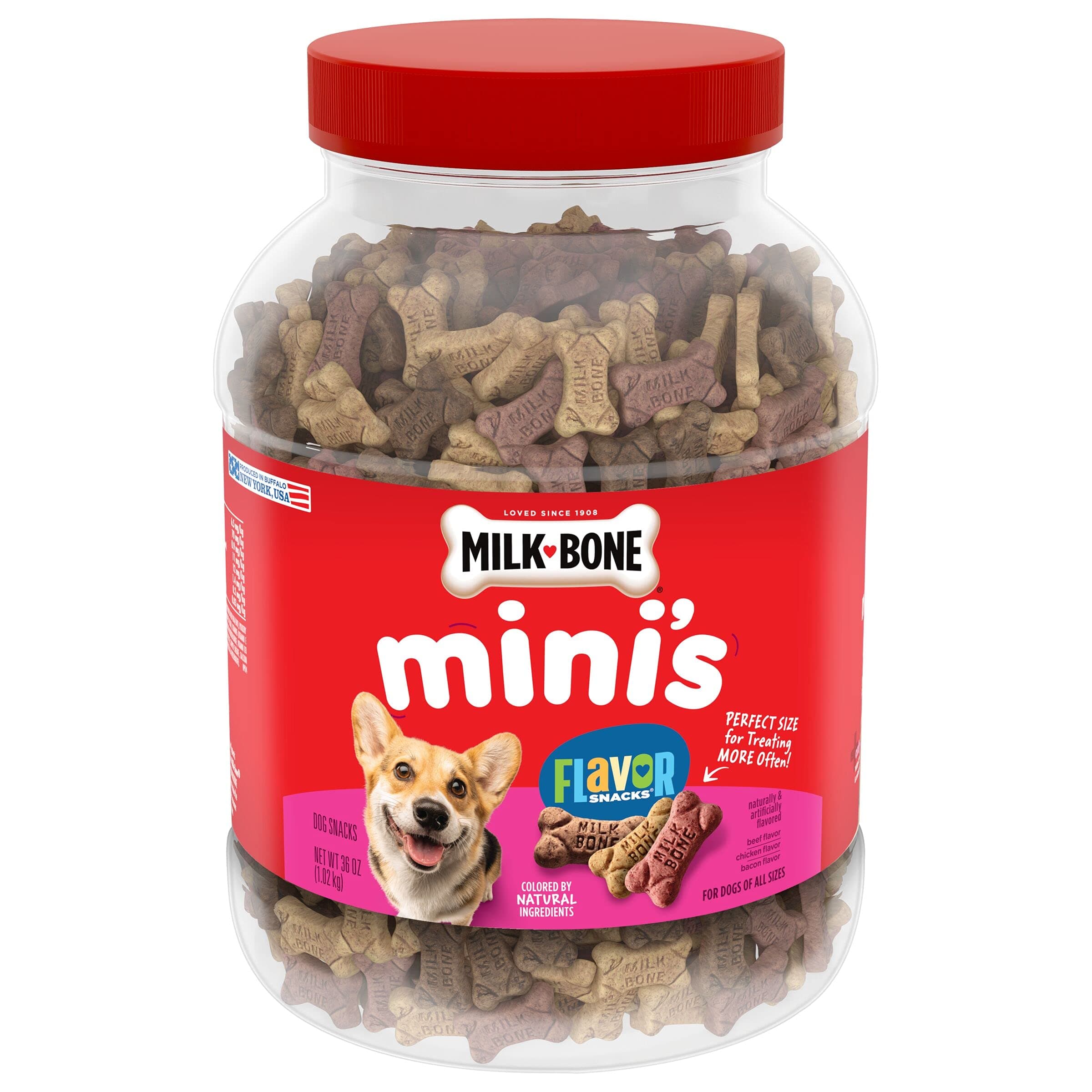 Milk-Bone Mini's Flavor Snacks Dog Treats, 36 Ounce Beef, Chicken & Bacon 2.25 Pound (Pack of 1)