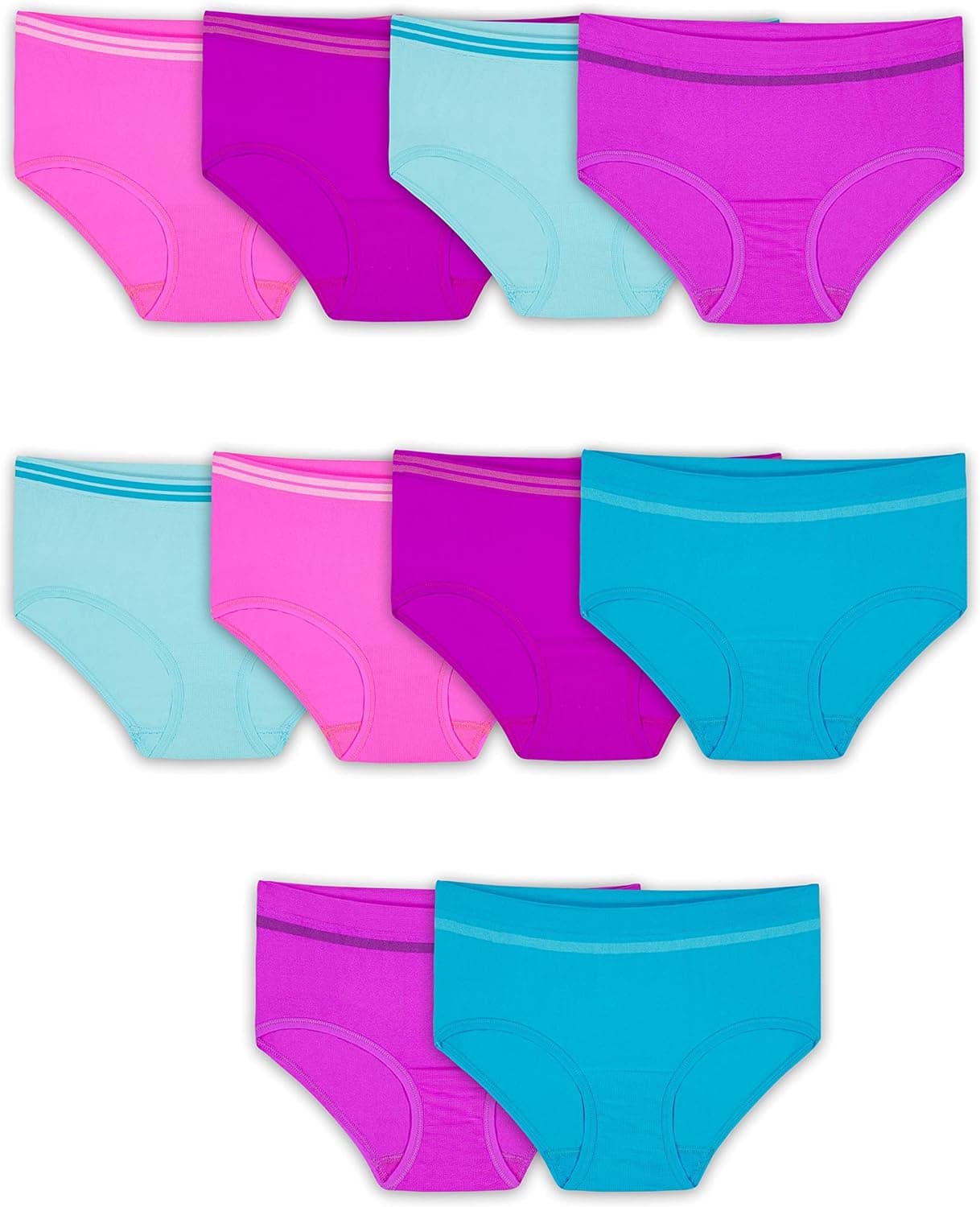 Fruit of the Loom Girls' Seamless Underwear Multipack Stretch Brief - 10 Pack - Assorted 6-8 - Image 2