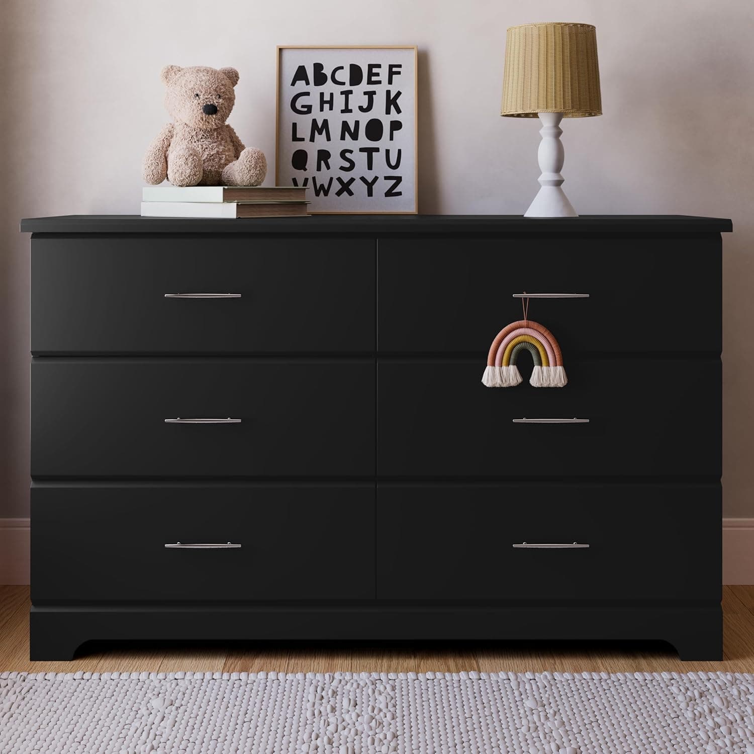 Storkcraft Brookside 6-Drawer Dresser (Black) – GREENGUARD Gold Certified, Nursery & Kids Storage, Nursery Essentials, Kids Room Storage, Durable Bedroom Dresser Black 6 Drawer Dresser - Image 3