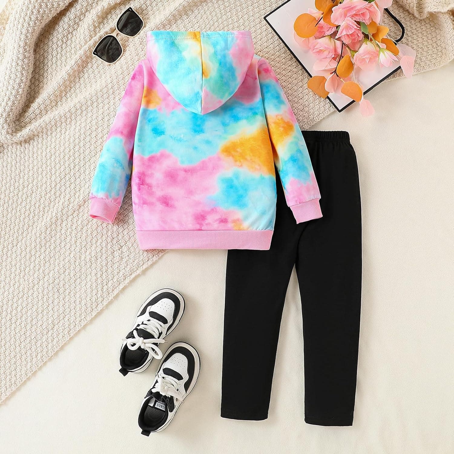 Kid Girls Clothes - Girls Outfits Tie Dye Tops and Leggings Pants 2 Piece Spring Clothes Set Pink 4-5T - Image 8