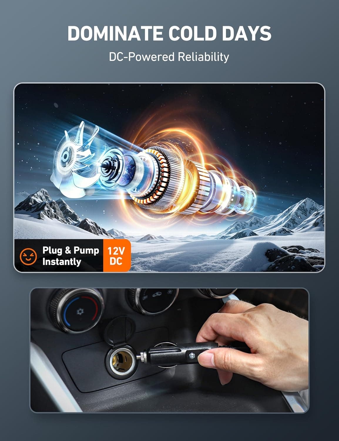 AstroAI Tire Inflator Portable Air Compressor Air Pump for Car Tires-Car Accessories, 9.8Ft Cord-12V DC-Powered Auto Pump with Digital Pressure Gauge, Emergency LED Light for Bicycle, Balloons, Yellow Yellow Large - Image 2