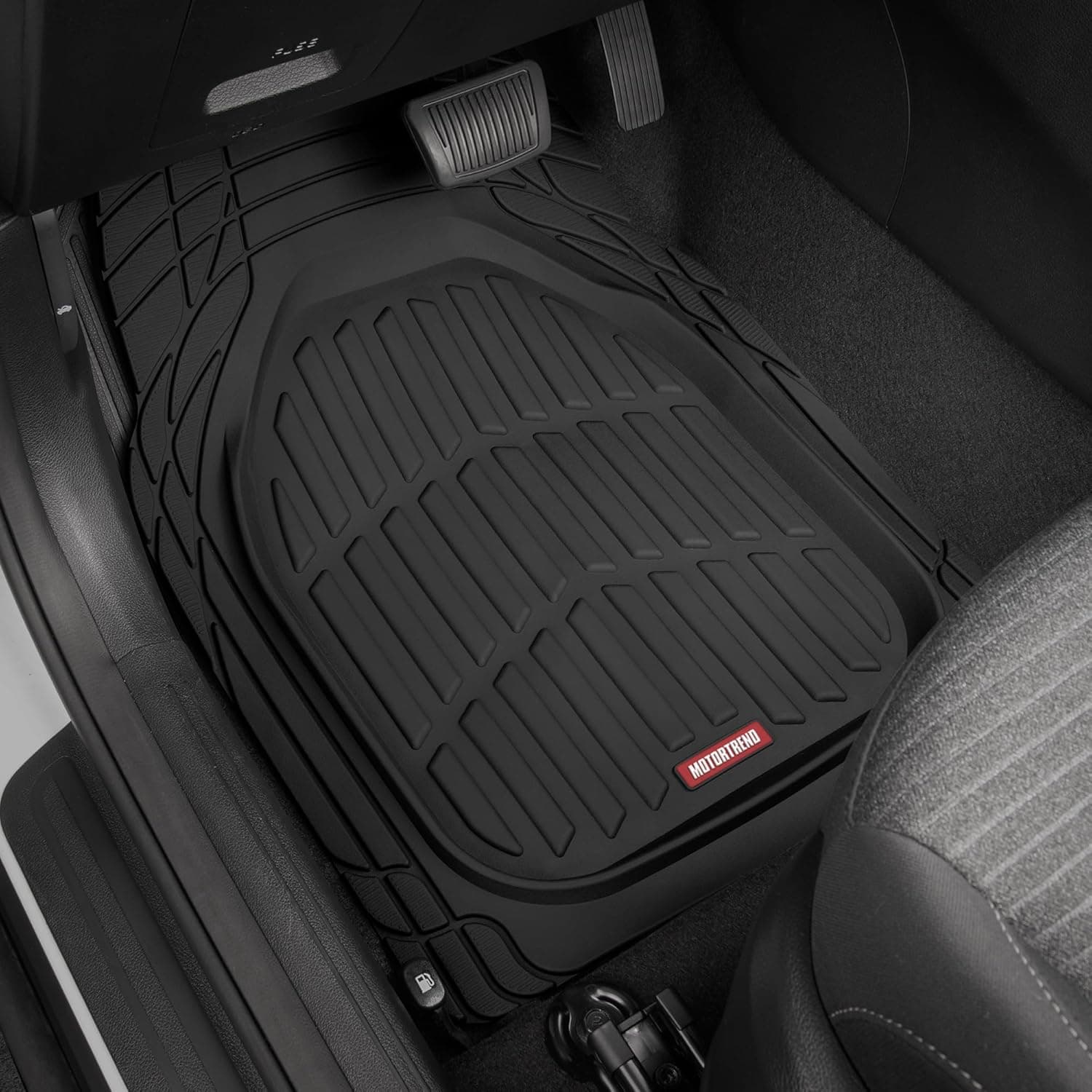 Alfombrillas Motor Trend FlexTough para Autos, Alfombrillas de Profundidad Negra para Todo Clima, Alfombrillas Automotrices Impermeables Recortables para Autos, Camiones y SUV, Juego Completo de Accesorios Universales en Negro - Image 2