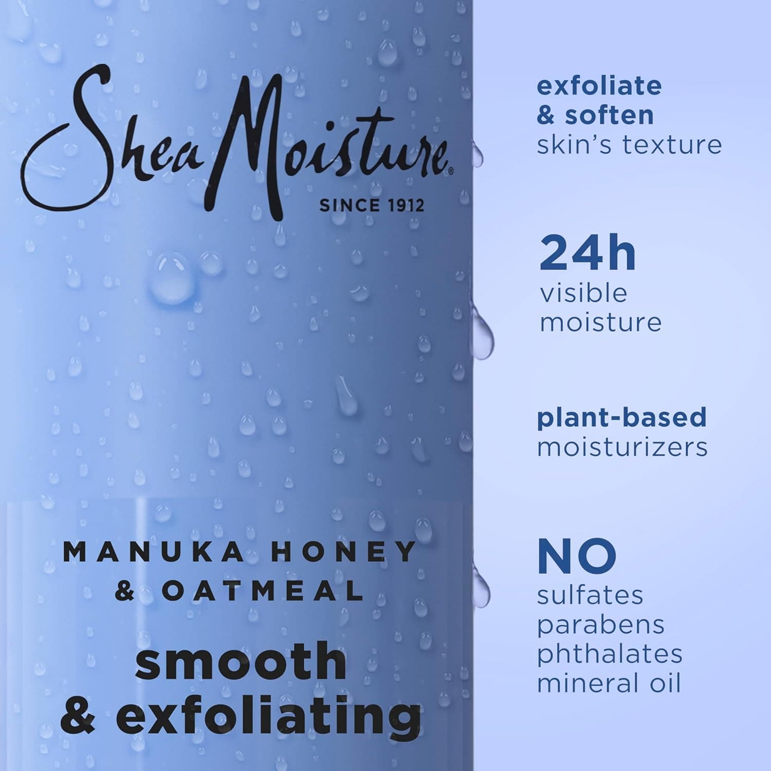 SheaMoisture Manuka Honey Oatmeal Body Wash Smooth & Exfoliating Smooth and Exfoliating body wash for 24H Visible Moisture for Healthy, Glowing Skin 18 oz Manuka Honey Oatmeal 18 Fl Oz (Pack of 1) - Image 4