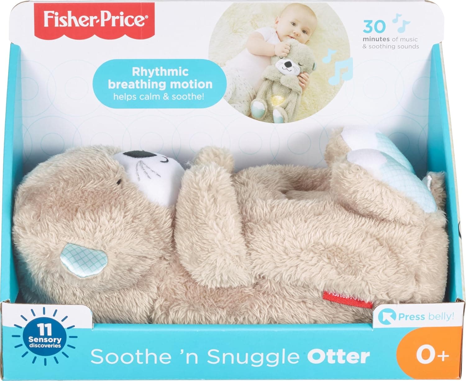 FISHER-PRICE BABY Juguete Soothe 'n Snuggle Otter Máquina de Sonido Portátil de Peluche con Música, Luces y Movimiento de Respiración para Recién Nacidos 0+ Meses - Image 6