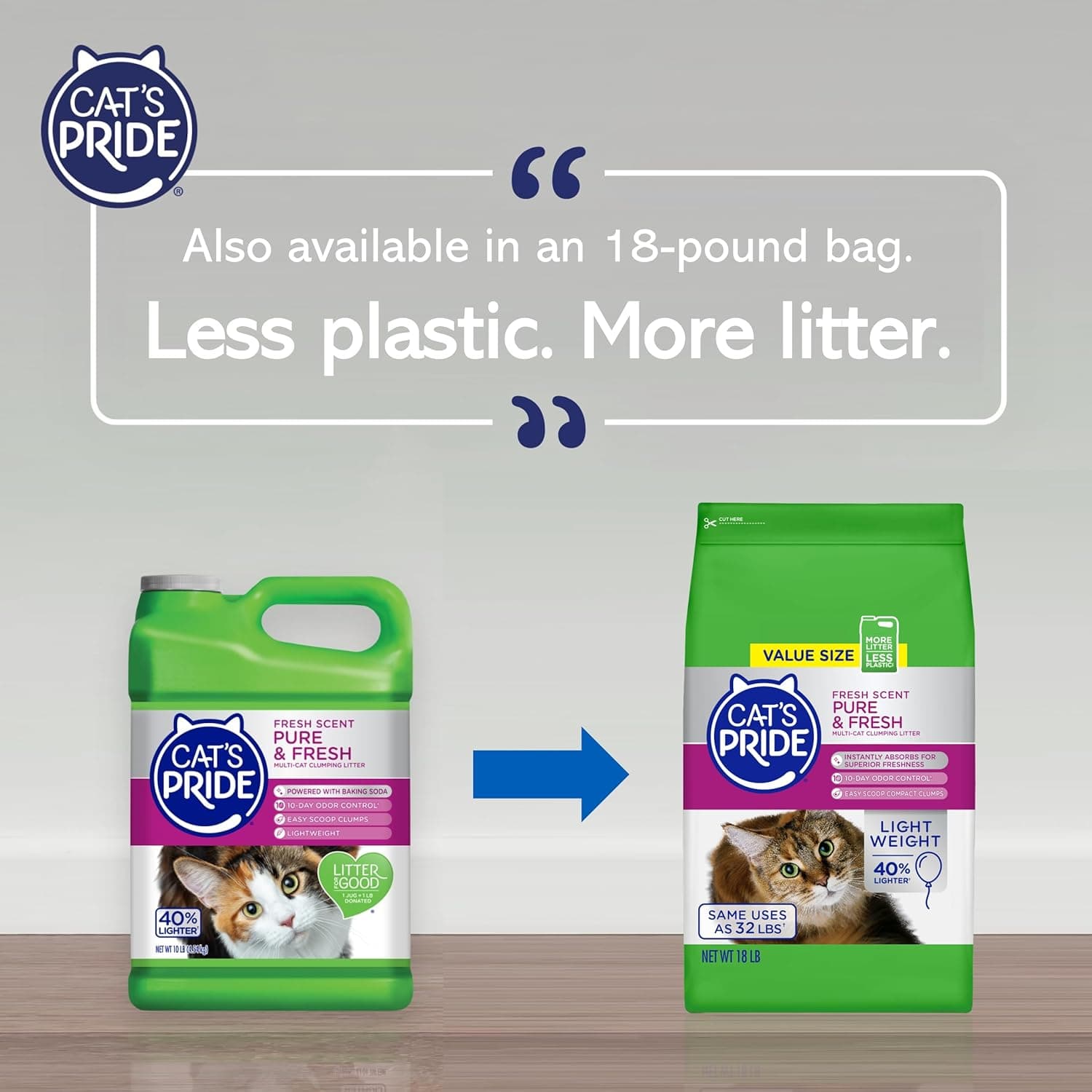 Cat's Pride Premium Lightweight Clumping Litter: Pure & Fresh - Up to 10 Days of Powerful Odor Control - Multi-Cat, Scented, 10 Pounds Fresh Scent 10 Pound (Pack of 1) - Image 3
