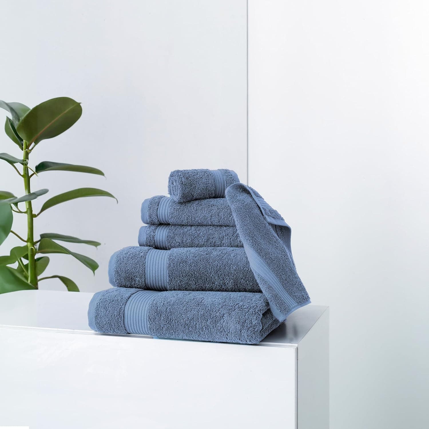 Classic Turkish Towels CTT - Luxury 6 Piece Towel Set, 100% Turkish Cotton, Quick Drying, Highly Absorbent & Comfy, Includes 2 Bath Towels, 2 Hand Towels & 2 Washcloths | (Blue) Blue 6-Piece Towel Set - Image 3