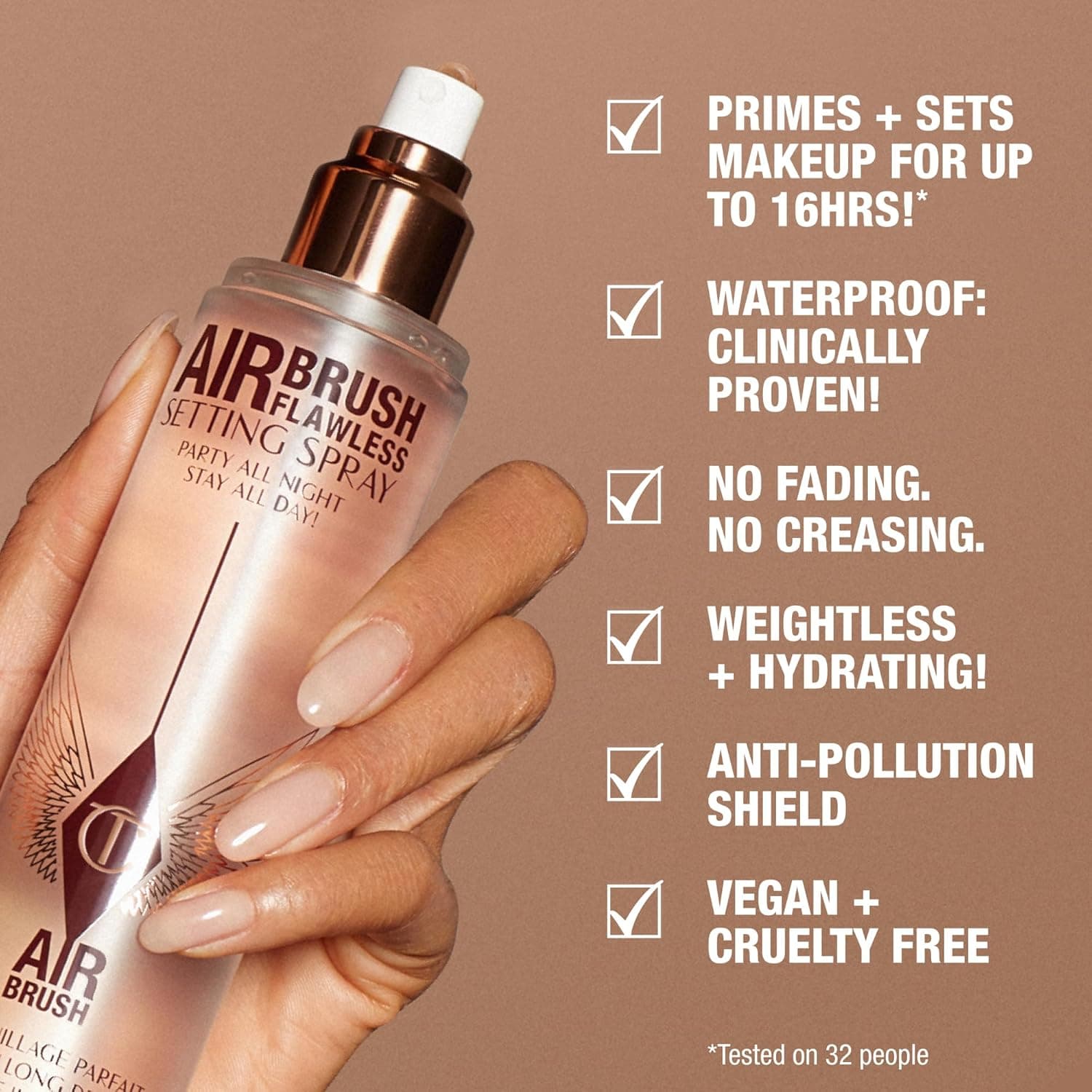 Charlotte Tilbury Airbrush Flawless Setting Spray - Gift Set Essential - Ultra-Fine Mist to Prime & Set Makeup - Perfect for Pairing with Other Skincare & Makeup Favorites 3.38 Fl Oz (Pack of 1) Original - Image 5