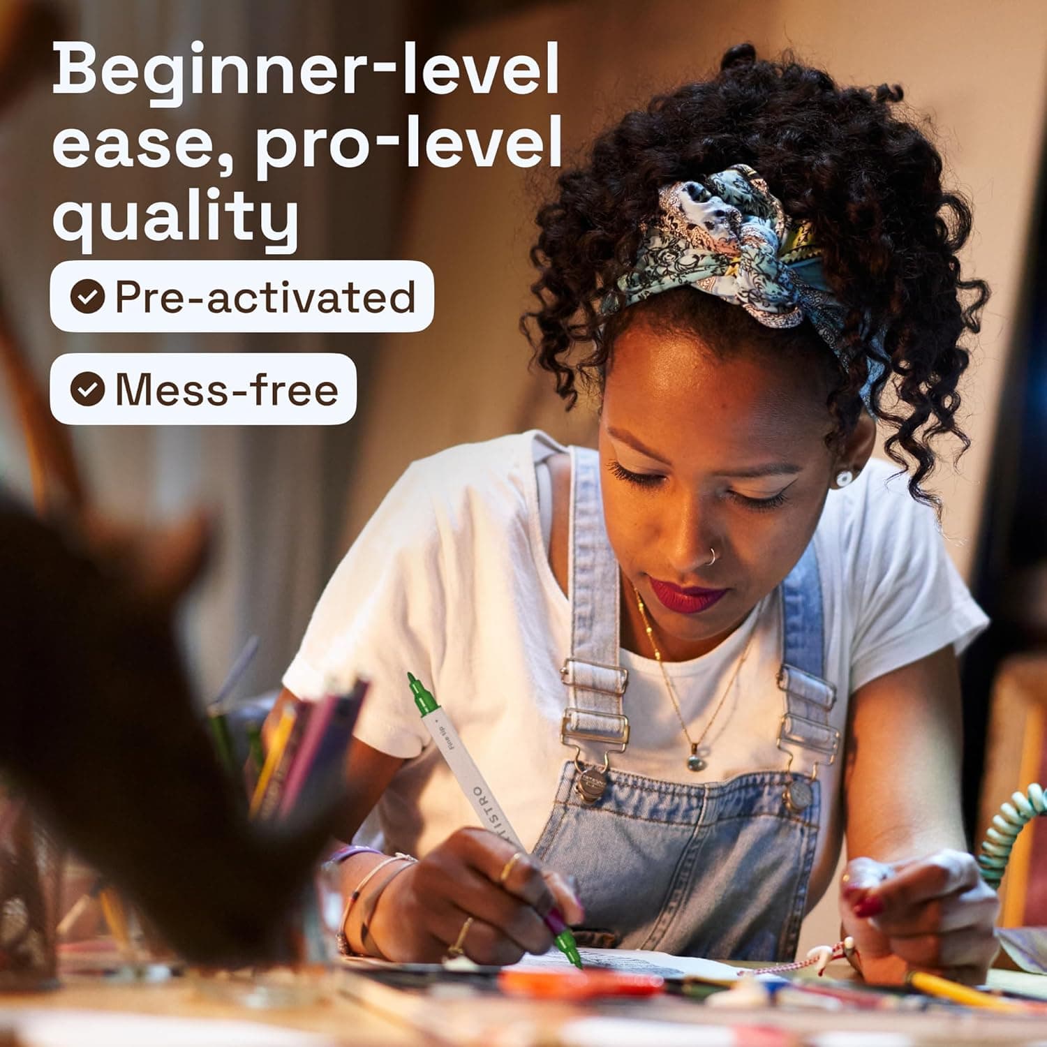 ARTISTRO 24 Acrylic Paint Markers - Paint Pens for Calligraphy, Brush + Fine Tips - For Fabric, Rock, Glass, Wood, DIY, Craft, Canvas - Art and Craft Supplies for Adults, Teens, Kids 24 Multicolor - Image 7