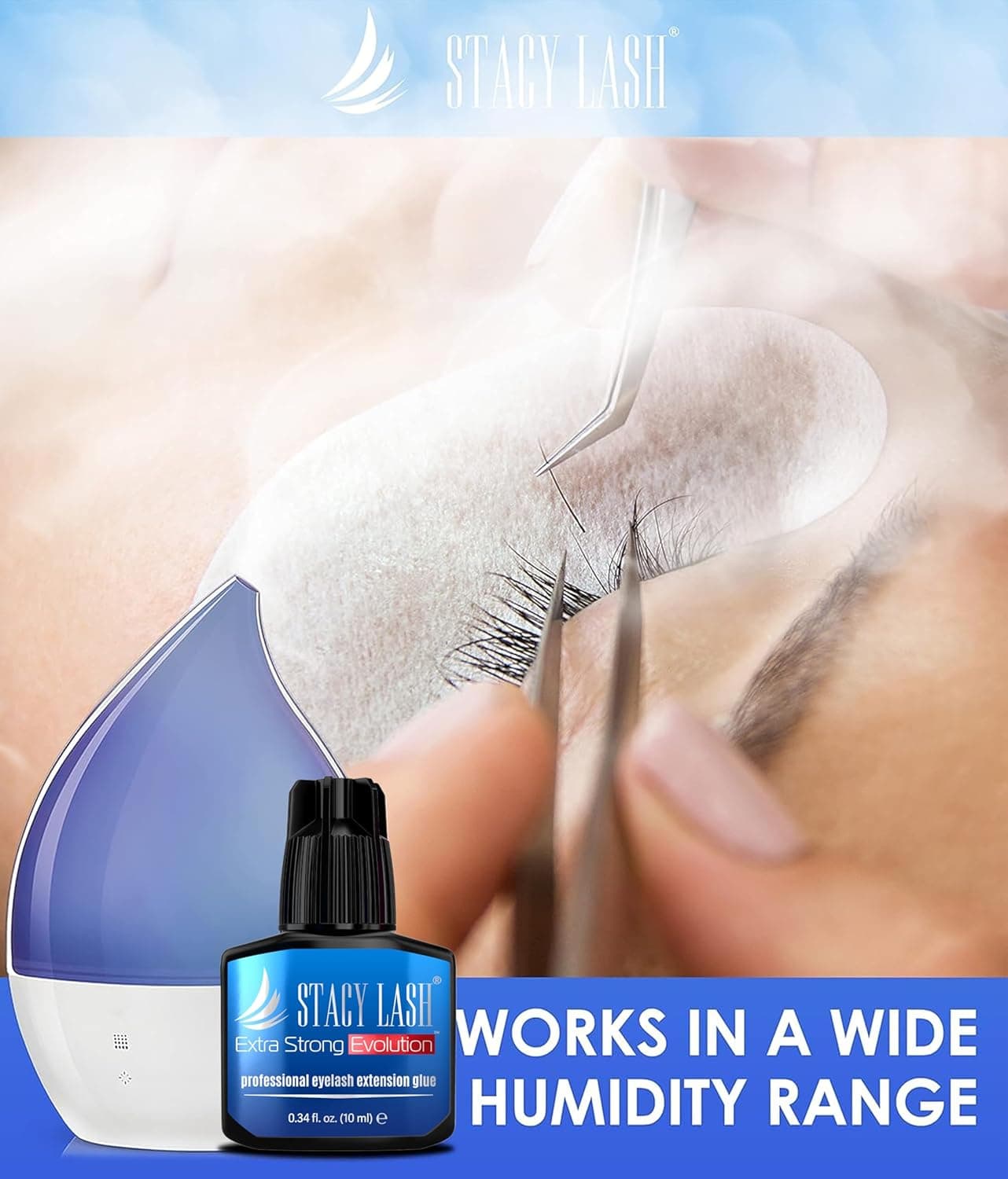 Extra Strong Evolution Eyelash Extension Glue Stacy Lash (0.34 fl.oz/10 ml)/1-2 Sec Dry/Retention – 8 Weeks/Professional Supplies/Black Adhesive 0.34 Fl Oz - Image 8