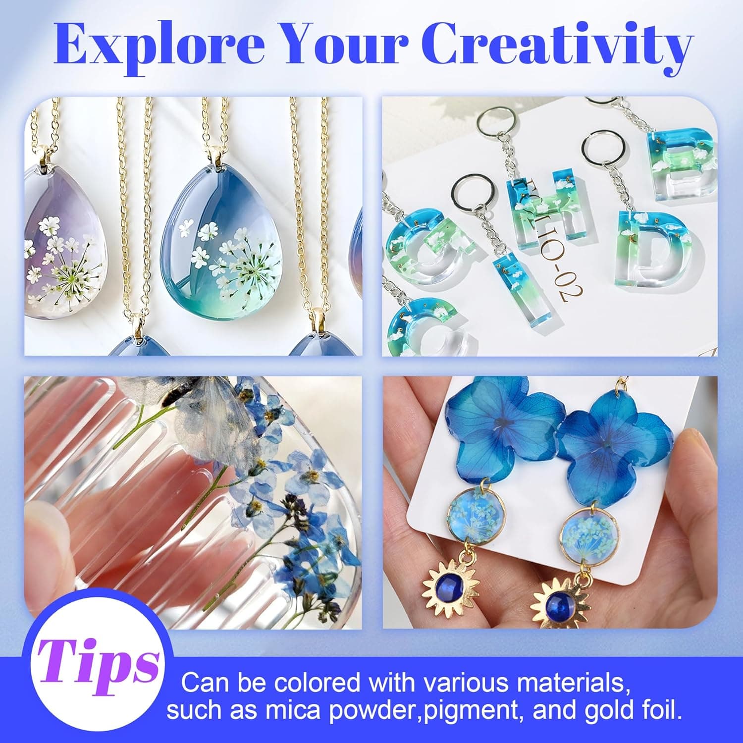 Bsrezn 1000g UV Resin Bulk, High Hardness & Crystal Clear Premixed Resina UV for Jewelry Making (1000g) - Image 5