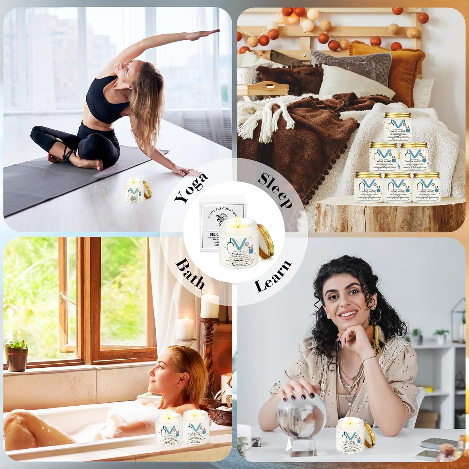 Nuanchu 4 Pcs Medical Assistant Gifts Soy Scented Candles Bulk Aromatherapy Jar 3.5 oz Soy Wax 4 Styles Scented Candles Presents for Women Nurse Week Thanksgiving Christmas Birthday Medical Assistants Gold 4 - Image 8