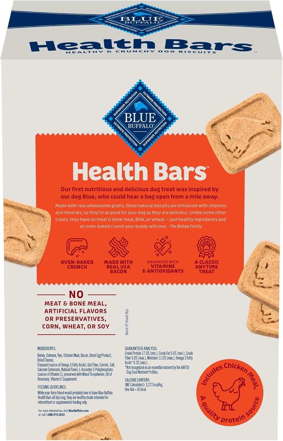 Blue Buffalo Health Bars Crunchy Dog Biscuits, Oven-Baked with Natural Ingredients, Bacon, Egg & Cheese, 3.5-lbs Box Bacon, Egg & Cheese 56 Ounce - Image 2