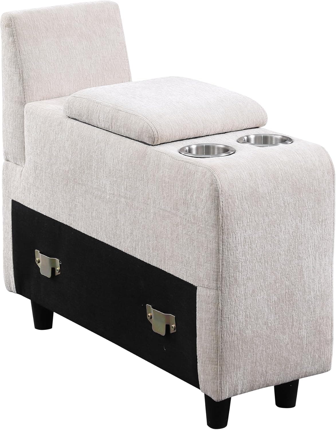 127" L-Shaped Sectional Couch with Movable Ottoman & 6 Throw Pillows,7 Seat Chenille Upholstered Sofa W/2 Cup Holder,USB Port & Hidden Storage Box,DIY Combination,for Living Room,Apartment,Beige Beige-2 127" - Image 14