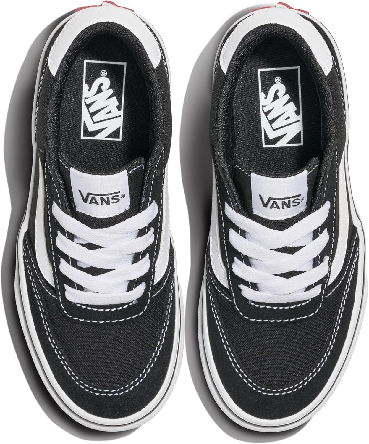 Vans Kids' Brooklyn LS Low-Top Sneakers 13.5 Little Kid Suede/Canvas Black/White - Image 6