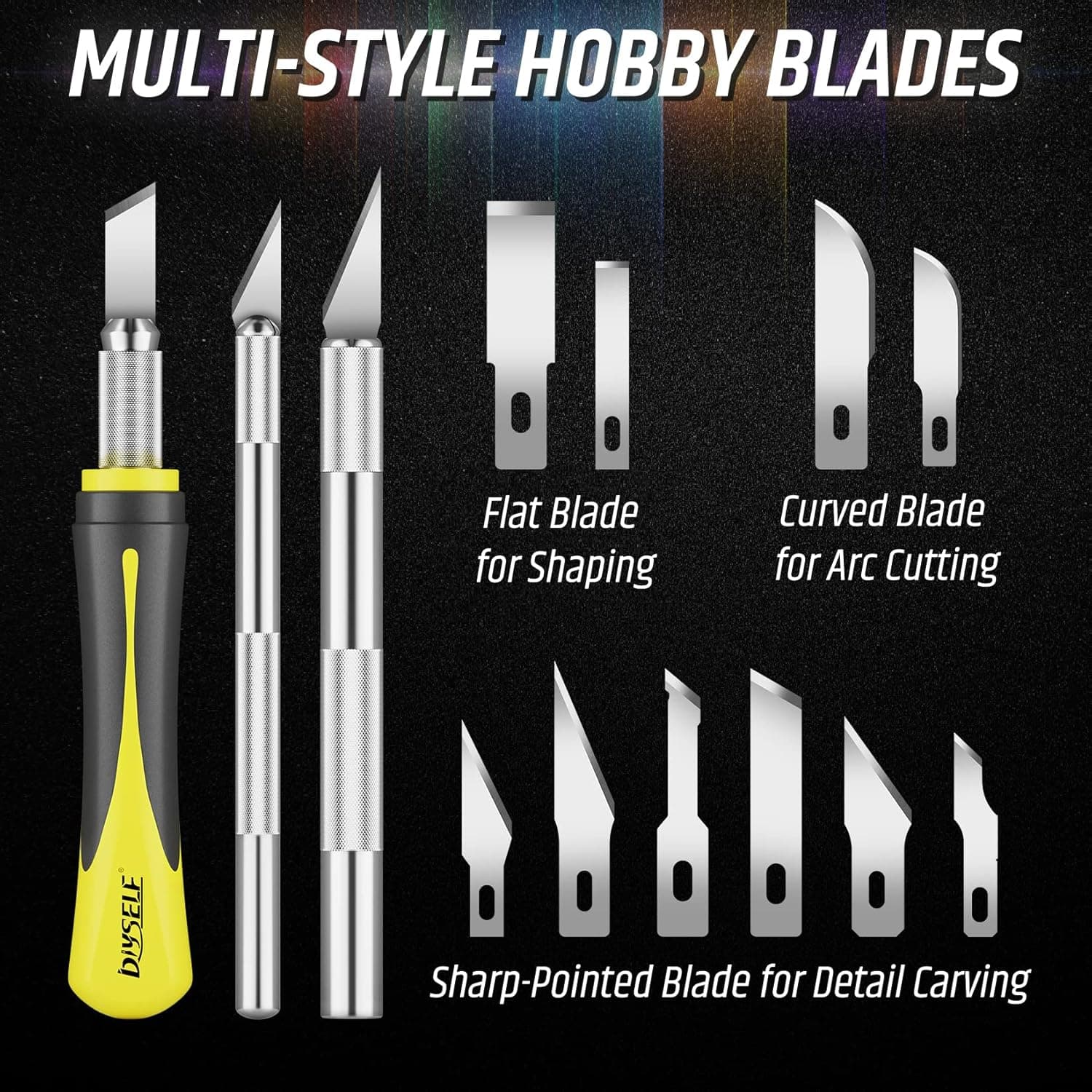 DIYSELF 16-Piece Craft Knife Set, Exacto Knife Set, 3-Piece Hobby Knife with 10-Piece Exacto Knife Blades, Precision Art Knife for Pumpkin Carving, Modeling, Exactly Knife, Pumpkin Carving Tools 16-Pack Yellow - Image 5