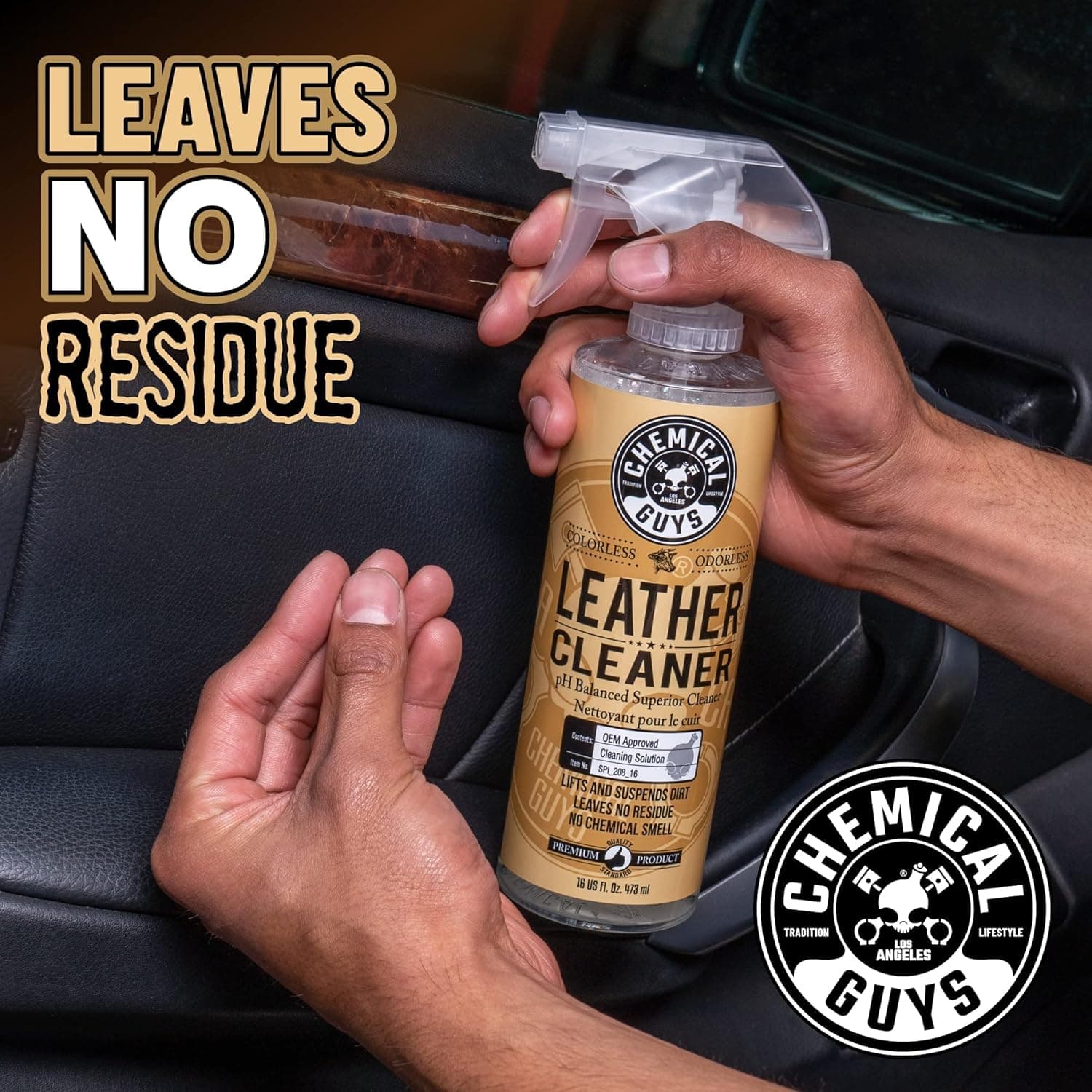 Chemical Guys Leather Cleaner and Conditioner Kit - Car Cleaner and Conditioner, Safely Cleans & Conditions Leather Car Interiors, Furniture, Shoes, Boots, Bags, Apparel & More, 2 Bottles (16 oz Each) 16 Fl Oz KIT - Image 6