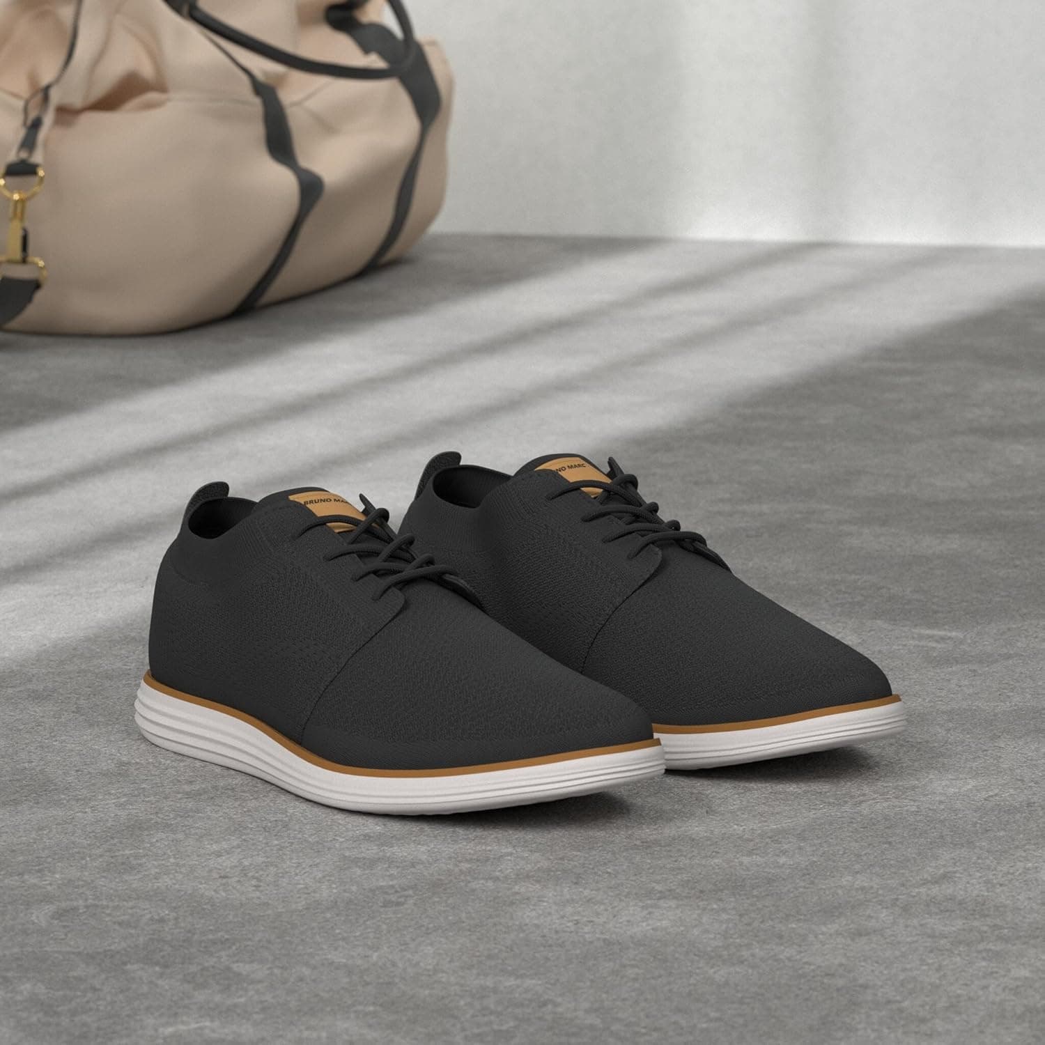 Bruno Marc Men's KnitFlex Breeze Mesh Sneakers Oxfords Lace-Up Lightweight Casual Walking Shoes 11 Black - Image 3