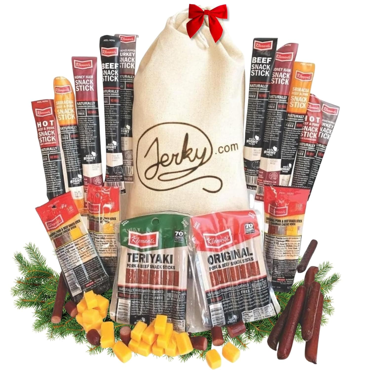 Jerky.com Gift Bag for Men | 26 Piece Meat Sticks Gift Basket with Beef Sticks, Pork, Turkey, Ham & Cheese Sticks | High Protein Snack Variety Pack | Christmas Gifts | Beef Jerky Gifts for Men 26 Piece Gift Bag - Image 2