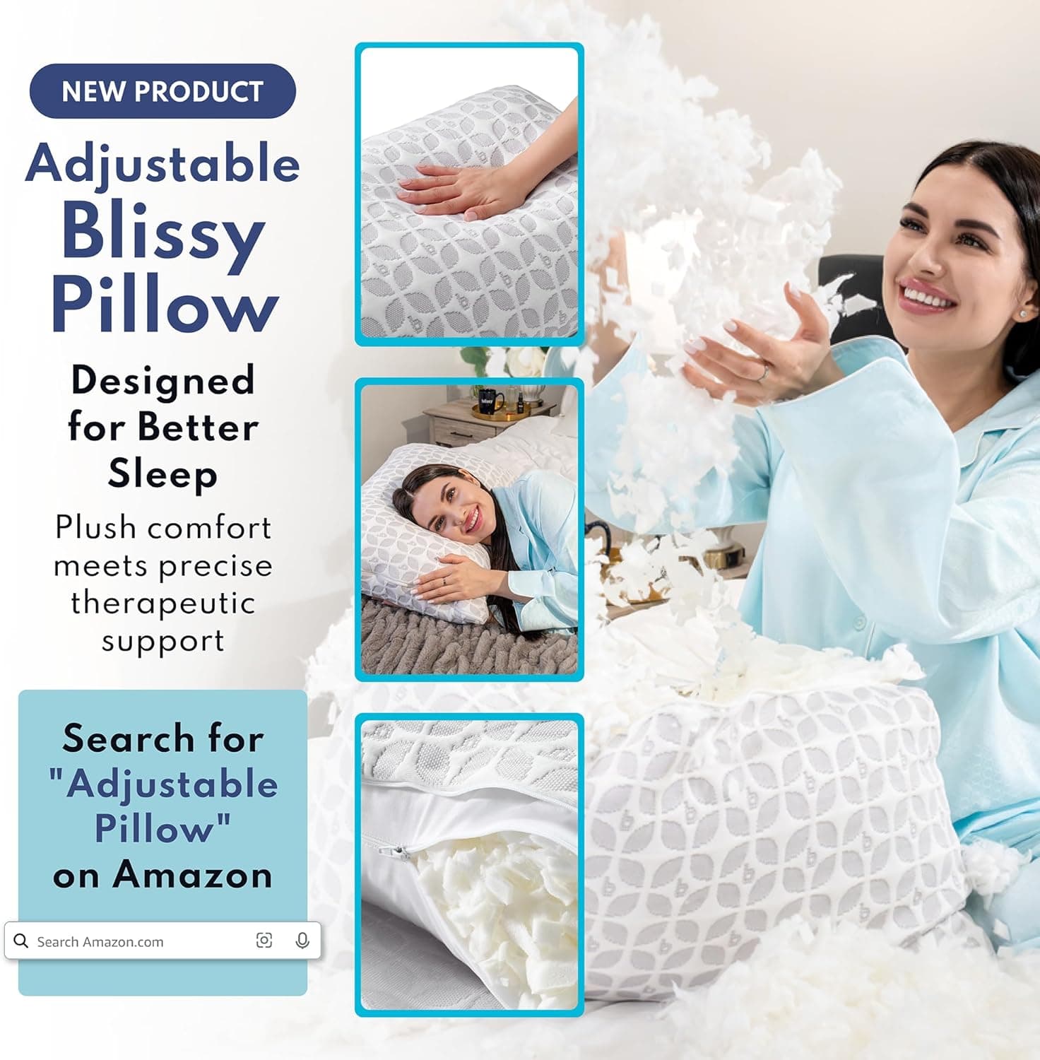 Blissy Silk Pillowcase - 100% Pure Mulberry Silk - 22 Momme 6A High-Grade Fibers - Silk Pillow Cover for Hair & Skin - Regular, Queen & King (Blissy White, Standard) Blissy White Standard - Image 3