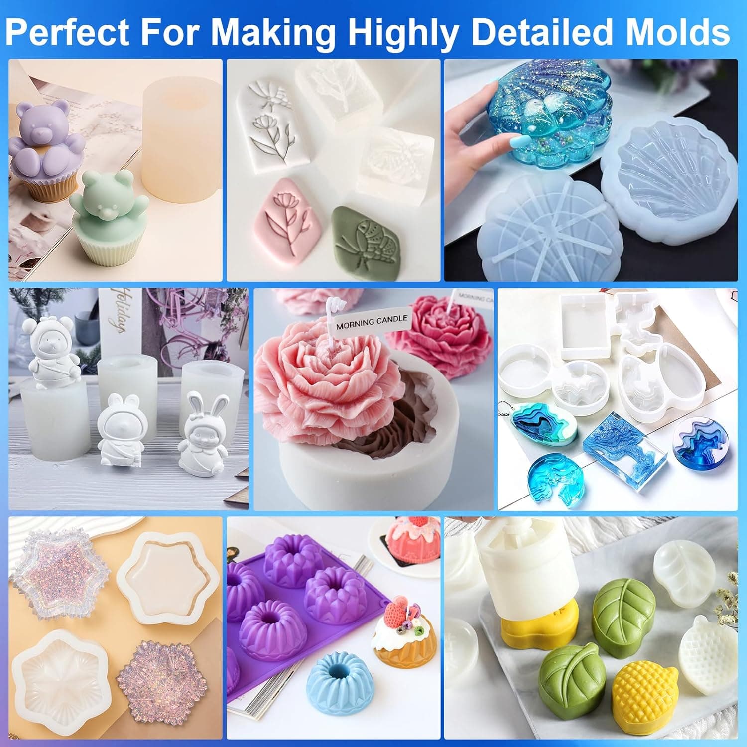 CHANGTIKEJI Silicone Mold Making Kit,64OZ Super Elastic Liquid Silicone for Mold Maker, Fast Cure Translucent Silicone Rubber for Casting Resins Mold,Silicone Mold,Candle Mold,Soap Mold,Food Mold 64 OZ - Image 7