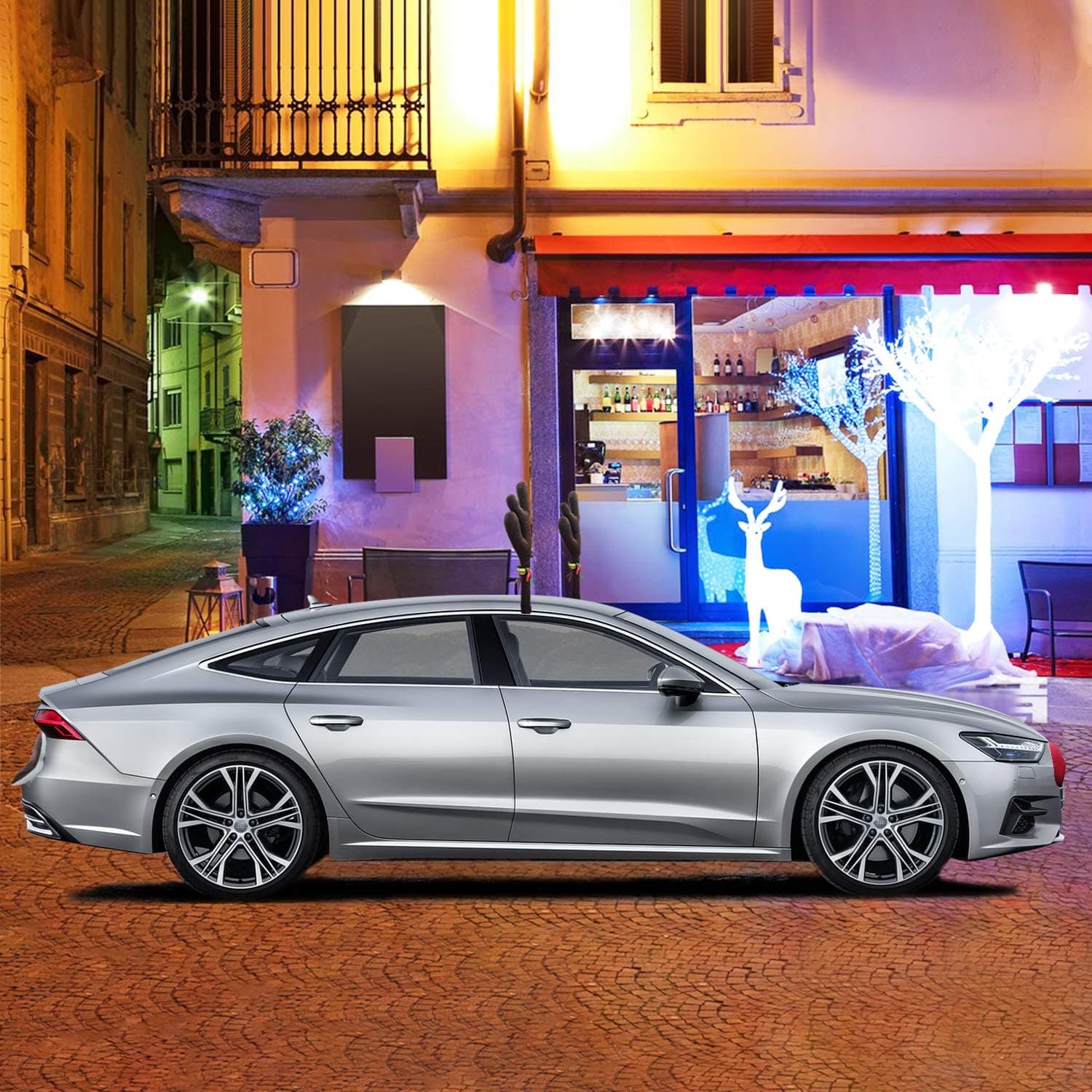 MOMONI Premium Reindeer Car Kit Antlers, Nose, Tail- Rudolph Set Reindeer Christmas Decoration Car Costume Auto Accessories - Image 7