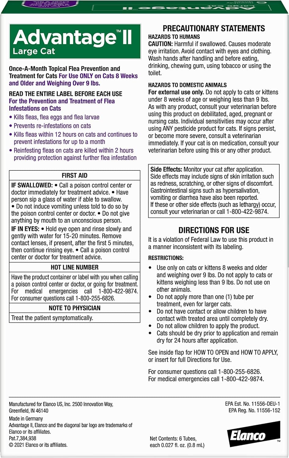 Advantage II Large Cat Vet-Recommended Flea Treatment & Prevention | Cats Over 9 lbs. | 6-Month Supply 6-Pack - Image 2