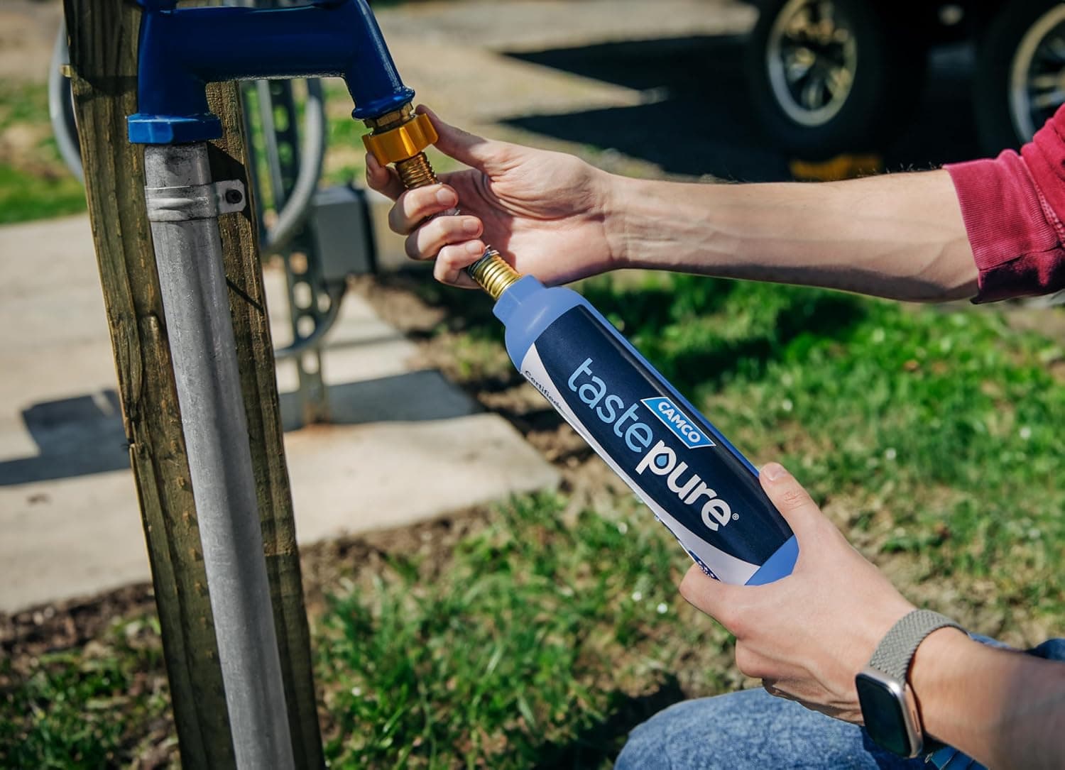 Camco Tastepure RV Water Filter - Advanced RV Inline Water Filter with Flexible Hose Protector - GAC & KDF Filtration - Made in USA - Camping Essentials for Fresh Drinking Water (40043) Standard Filter - Image 8