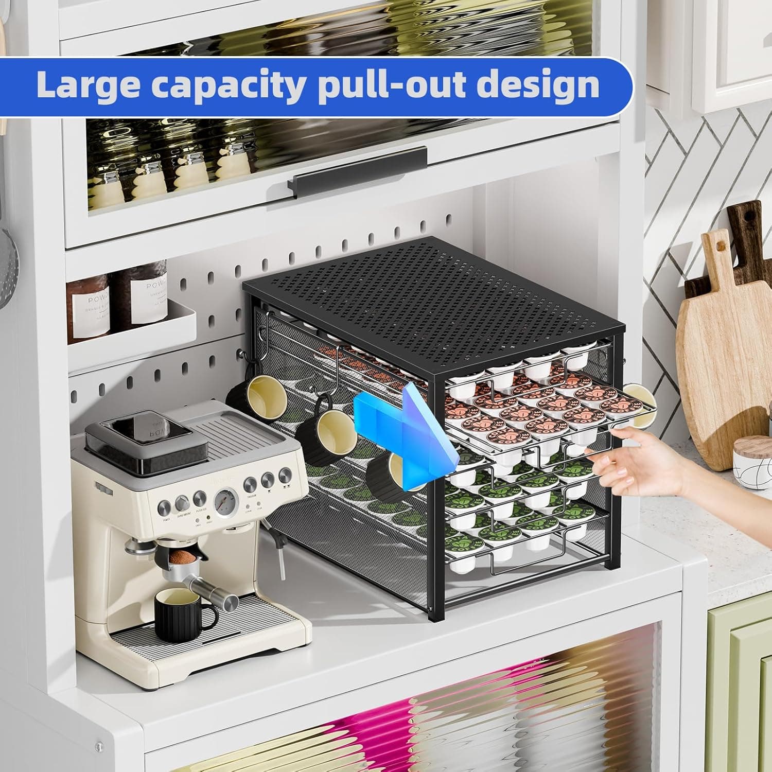 Simple Trending 5 Tier Coffee Pod Holder for K Cup, 160 Pod Pack Capacity Rack, Metal, Black 5 Tier Black-Metal - Image 8