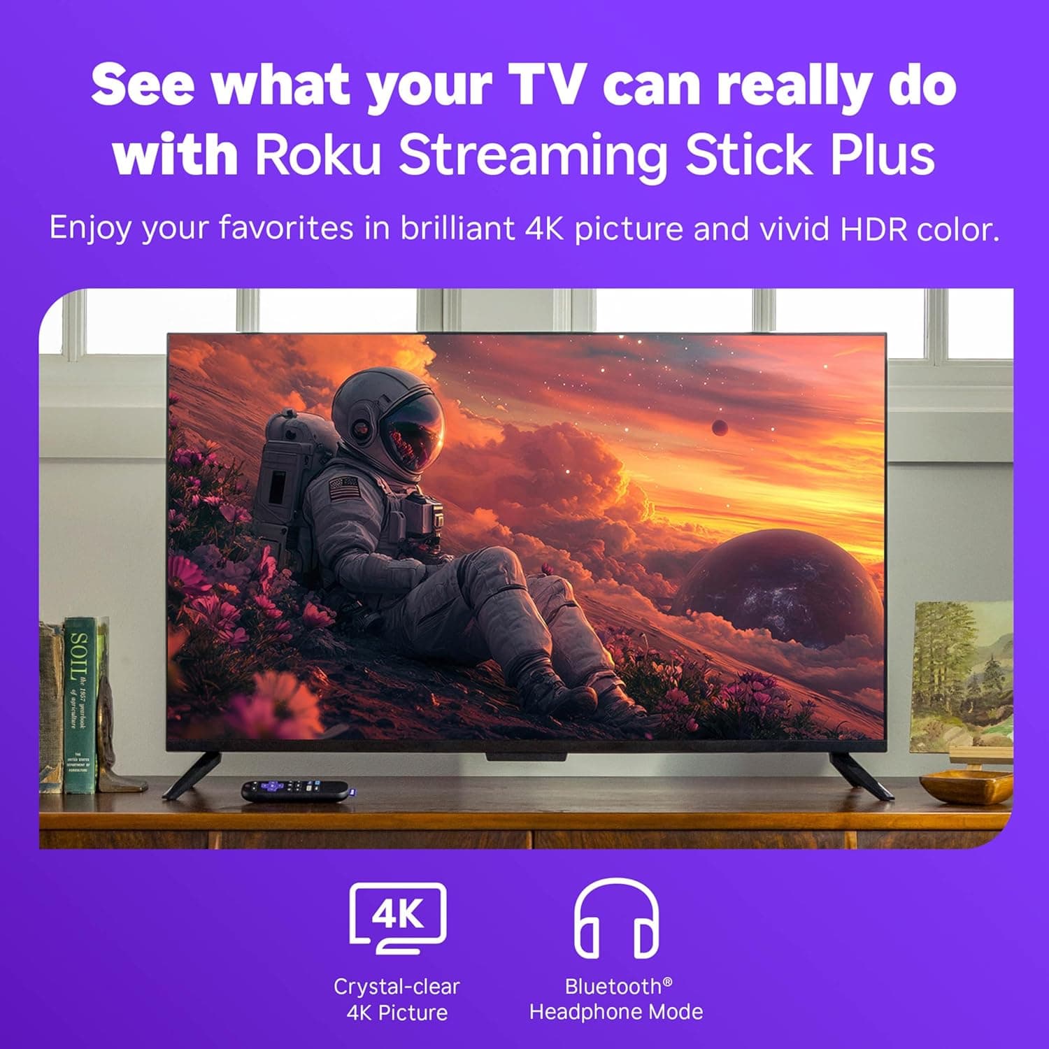 Roku Streaming Stick Plus 2025 - 4K & HDR Roku Streaming Device for TV with Voice Remote - Free & Live TV - Image 4