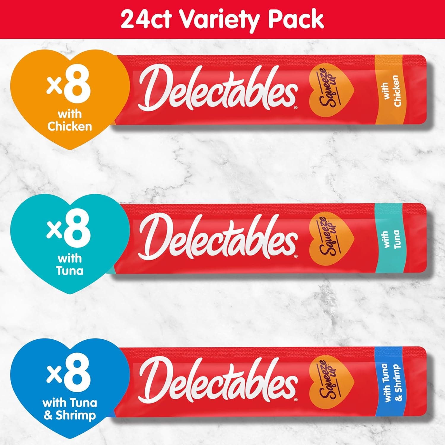 Delectables Squeeze Up Variety Pack, Creamy Squeezable Puree, Lickable Wet Cat Treats, Grain Free, No Added Fillers, No By-Products, No Added Preservatives, 0.5 Ounces Tube, 24 Tubes Total 0.5 Ounce (Pack of 24) - Image 7