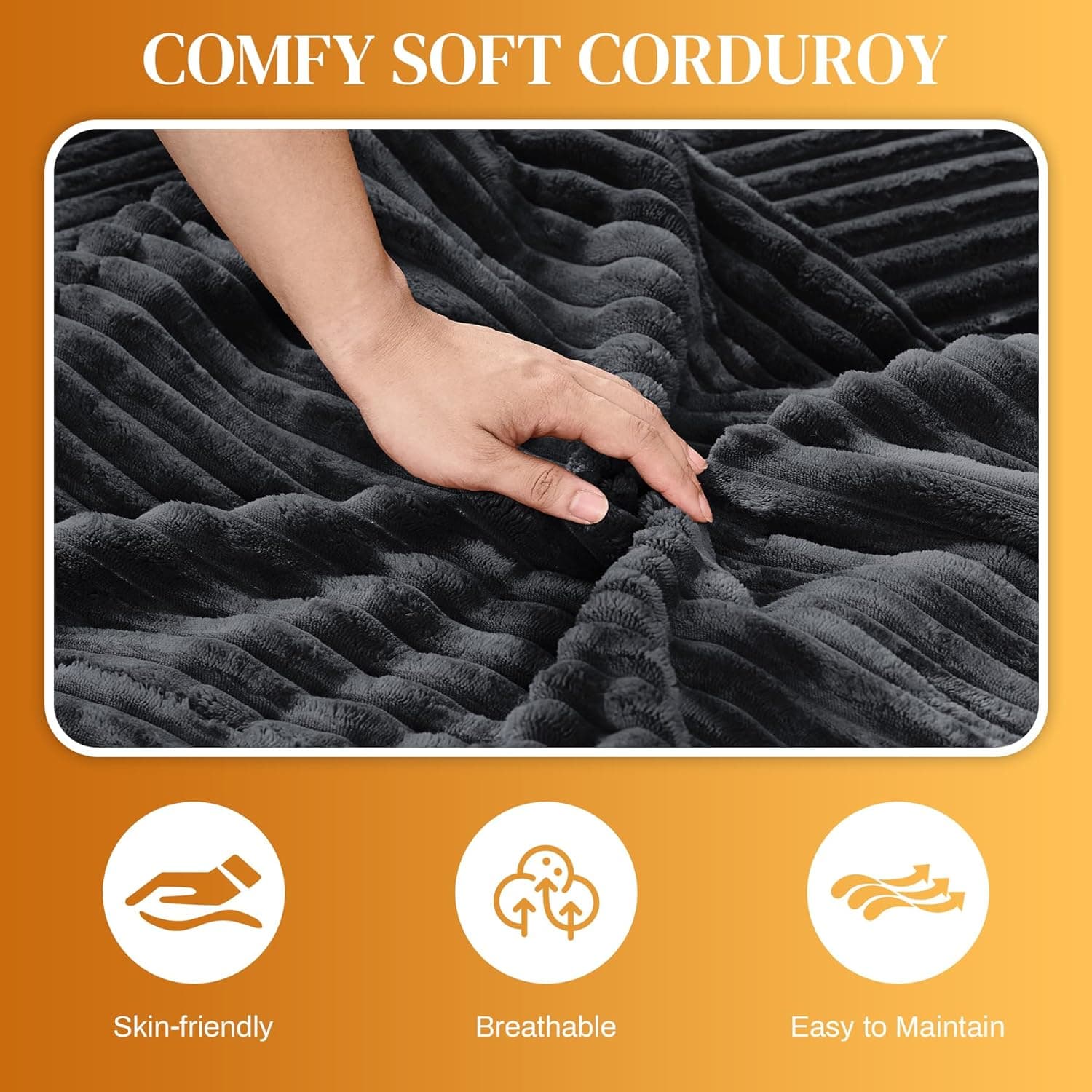 HYJT-H&K 145" U Shaped Cloud Couch Modular Dark Grey Sectional Couches for Living Room, Comfy Fluffy Corduroy Oversized Cloud Sectional Couch Large 6 Seat Sectionals Sofa Set Central Console USB Port 145" Dark Grey - Image 10