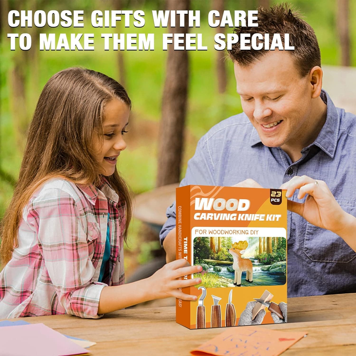 Wood Carving Kit, 23pcs Wood Carving Tools with 4 Wood Carving Knives 5 Detail Knives 9 Blocks, Whittling Kit DIY Hobbies for Adults - Image 9