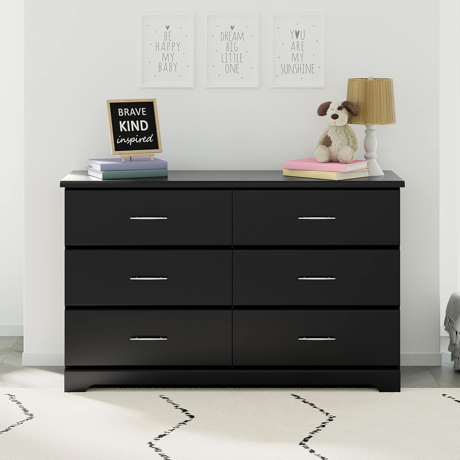 Storkcraft Brookside 6-Drawer Dresser (Black) – GREENGUARD Gold Certified, Nursery & Kids Storage, Nursery Essentials, Kids Room Storage, Durable Bedroom Dresser Black 6 Drawer Dresser - Image 5
