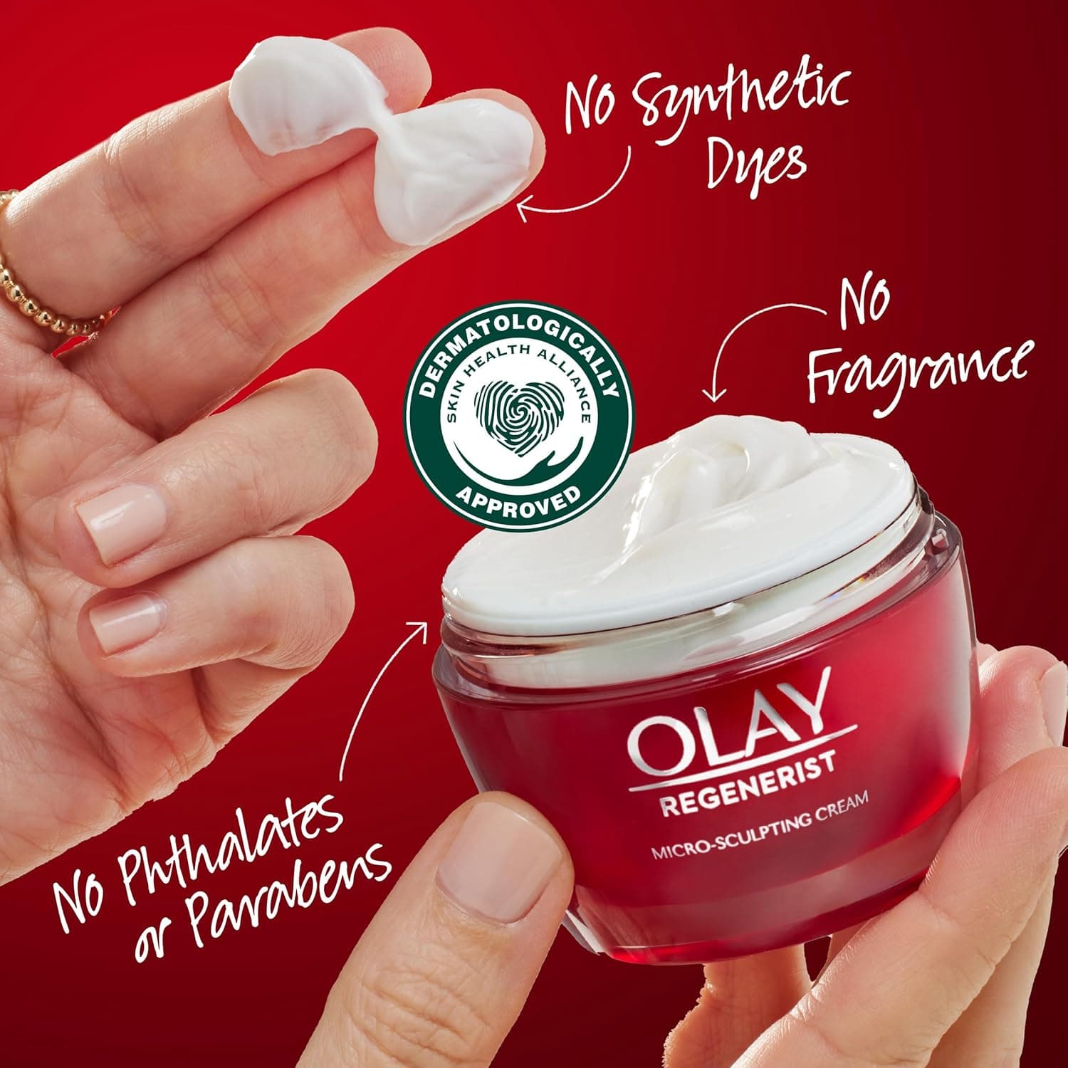 Olay Face Moisturizer, Regenerist Micro-Sculpting Cream for Women, Fragrance-Free - Hydrating, Anti-Aging, Anti-Wrinkle, Firming Skin Care - Hyaluronic Acid, Niacinamide, Amino Peptides, 1.7 Oz Fragrance-Free 1.7 Ounce (Pack of 1) - Image 9