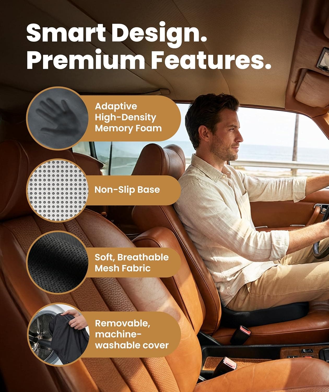 Everlasting Comfort Doctor Recommended Memory Foam Seat Cushion for Office Chairs & Car - Ergonomic Office Desk Accessories - Cushions for Tailbone Pain Relief, Sciatica (Black, Large) 01. Black Large - Image 4