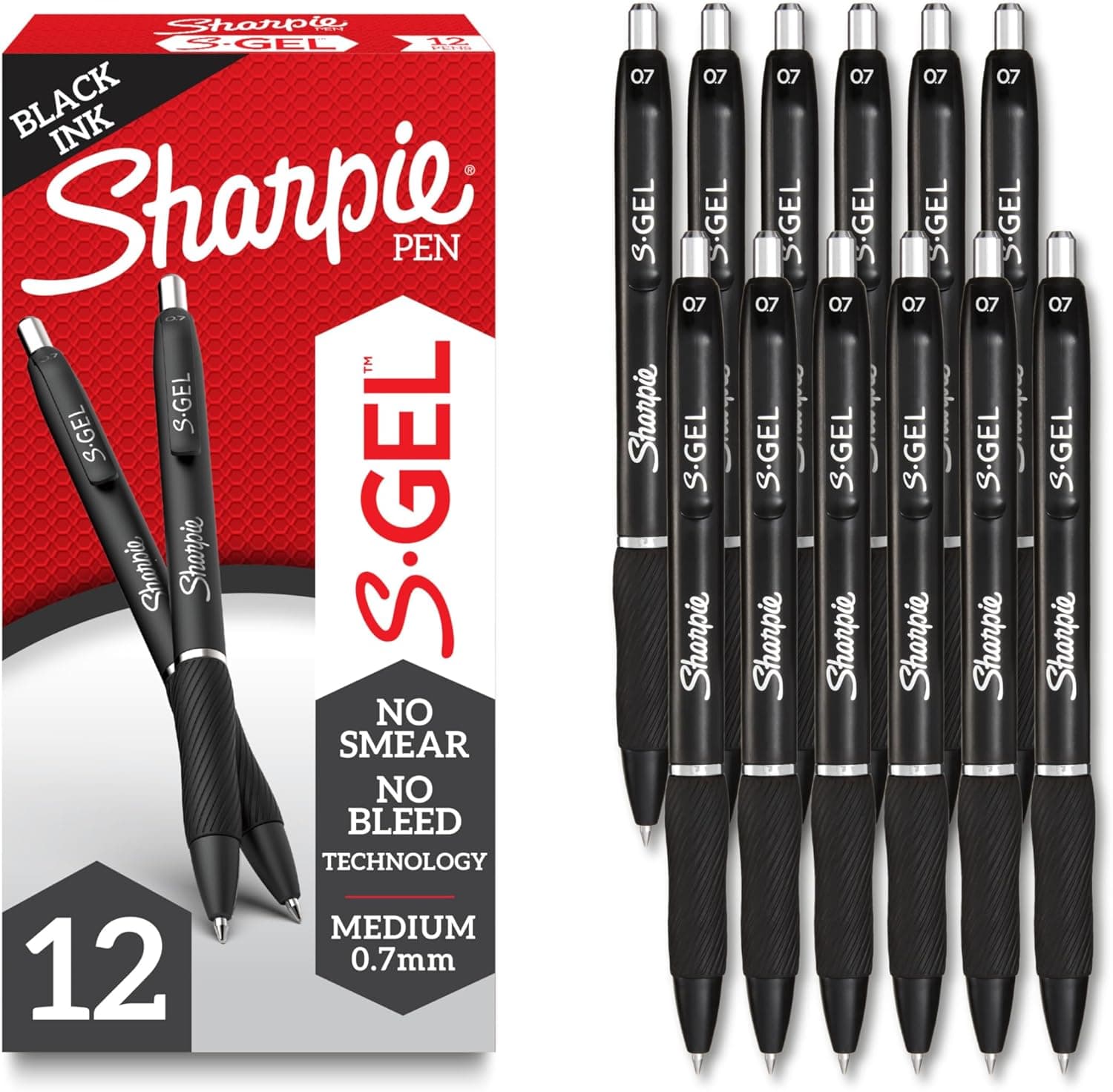 Sharpie S-Gel Gel Pens, Black Barrel, Medium Point (0.7mm), Black Gel Ink Pens, 12 Count - Home, Office, School, Journaling, Writing, Note-Taking, Teacher Supplies - Image 8