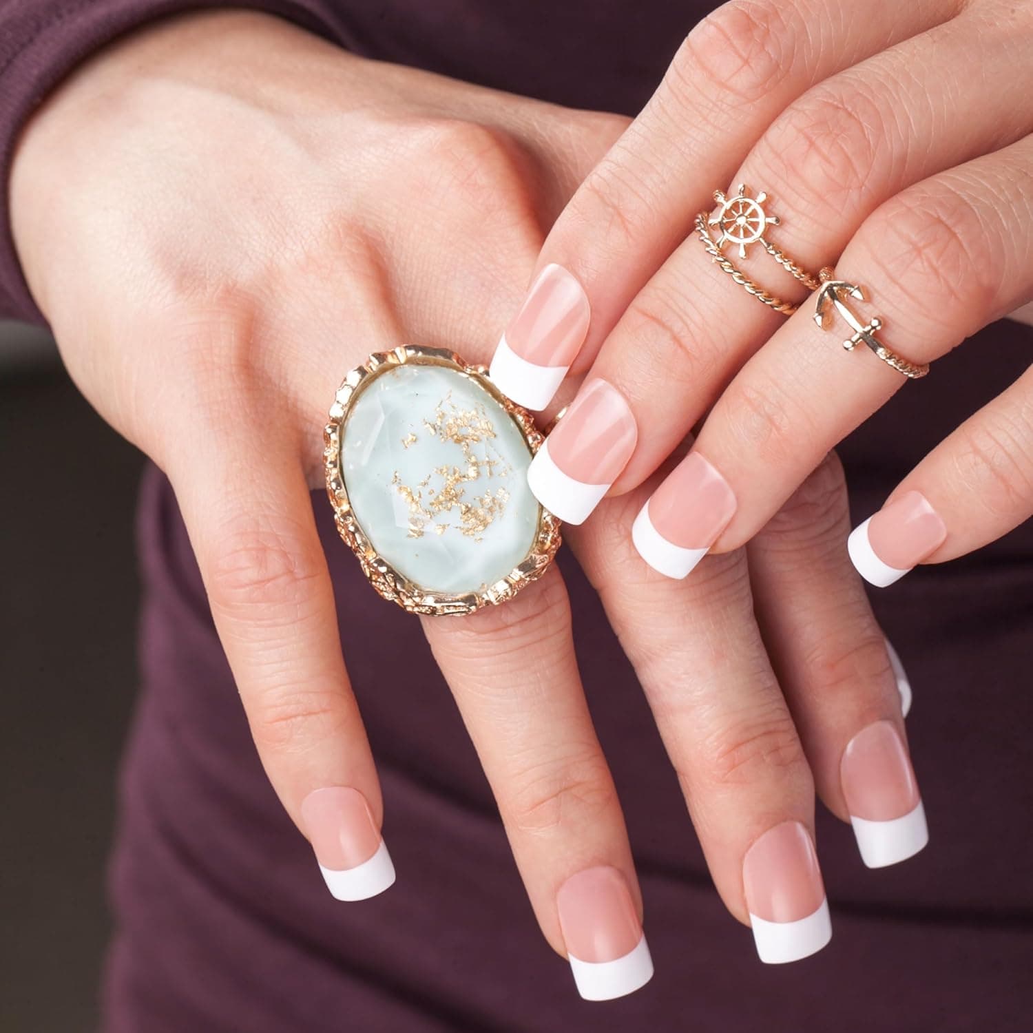 KISS Salon Acrylic Press On Nails, Nail glue included, 'Sugar Rush', French, Medium Size, Square Shape, Includes 28 Nails, 2g Glue, 1 Manicure Stick, 1 Mini File - Image 8