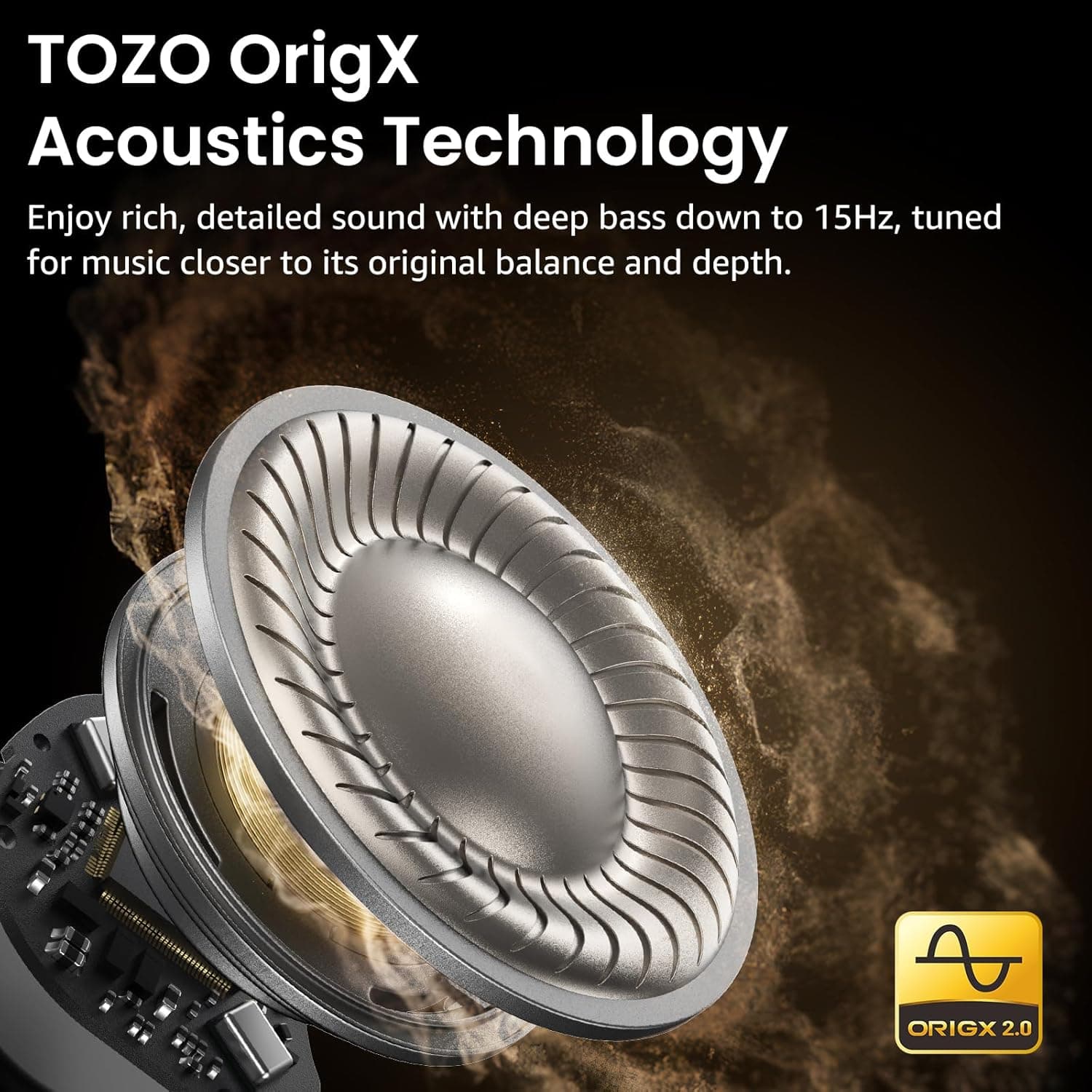 TOZO NC9 Hybrid Active Noise Cancelling Wireless Earbuds, 6 Mics ENC Clear Call, IPX8 Waterproof, in Ear Bluetooth 5.3 Headphones Stereo Bass Ear Buds 60H Playtime with LED Display 32 EQs via APP Dark Black Small Hybrid Active Noise Cancelling Wireless Earbuds - Image 3