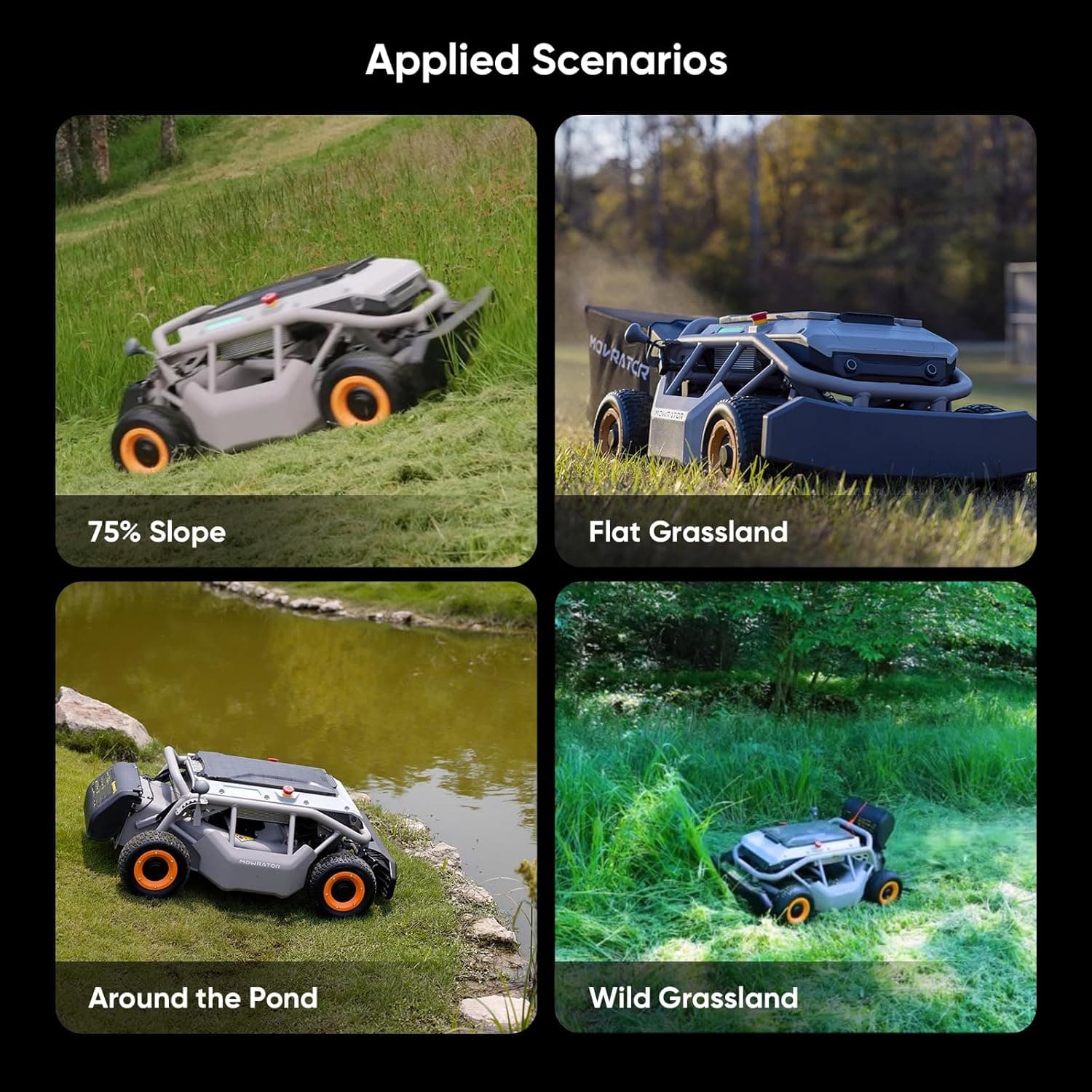 Remote Control Lawn Mower S1 4WD 56V18Ah, Multi-Functions RC Lawn Mower with 1.5-4.3 Inch Cutting Height 21 Inch Real Blade for 75% Slope(37°) with Mowing 1.12 Acres - Image 10