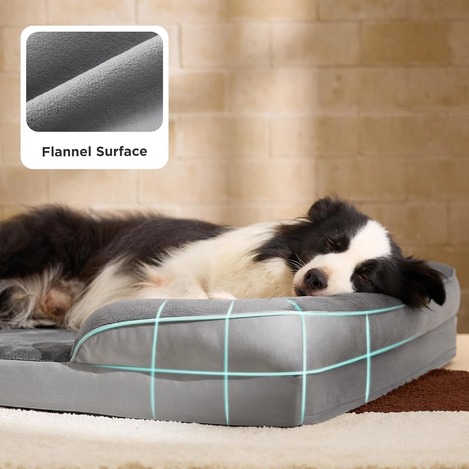 Camas ortopédicas Bedsure para perros de tamaño grande - Cama lavable para perros y gatos grande, impermeable, sofá cómodo para perros con funda removible y lavable, cama para mascotas con fondo antideslizante, gris, 35" 35"L x 25"W x 6.5"Th gris - Image 6