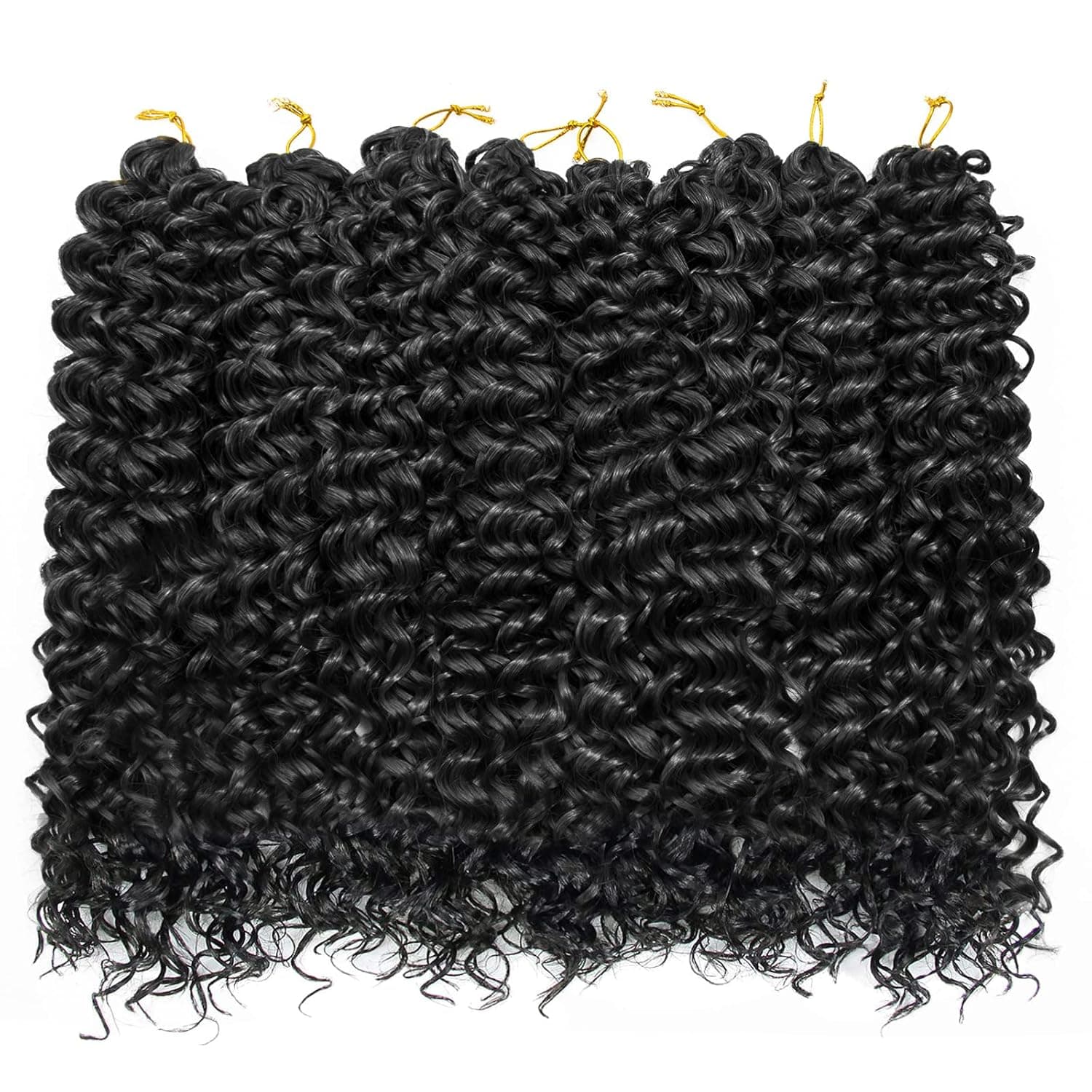 8 Packs Curly Crochet Hair GoGo Curl Crochet hair for Women Natural Black Deep Wave Braiding hair,Synthetic Bohemian Crochet Braid Water Wave Crochet hair Extensions(18inch, 1B) 1B 18 Inch - Image 3