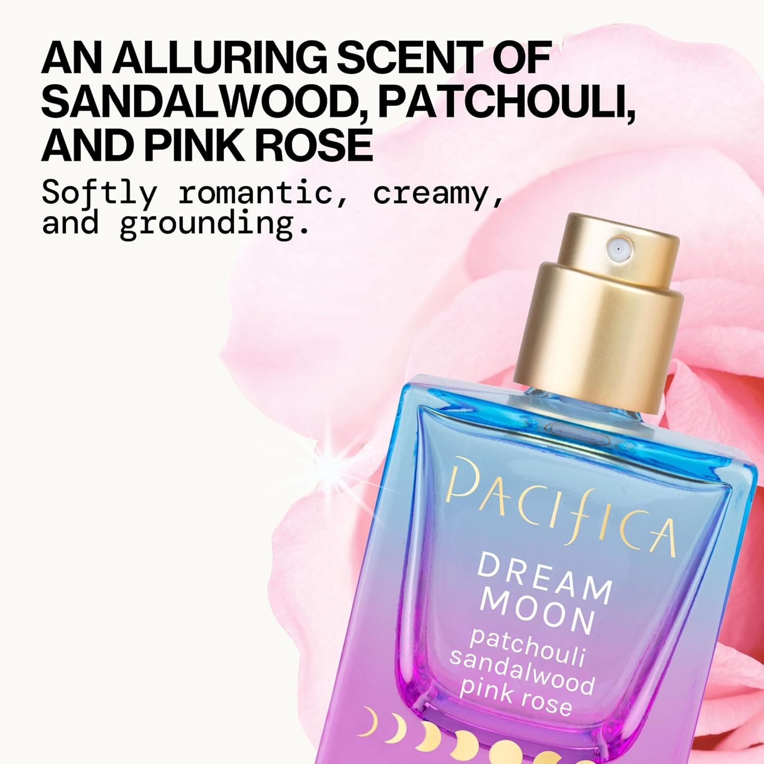 Pacifica Dream Moon Womens Spray Perfume 1 fl oz – Long-Lasting Floral Woody Fragrance for Her - Rose, Patchouli, Sandalwood – 100% Vegan, Cruelty-Free, Phthalate-Free Fragrance Dream Moon: Pink Rose, Sandalwood, Patchouli 1 Fl Oz (Pack of 1) - Image 3