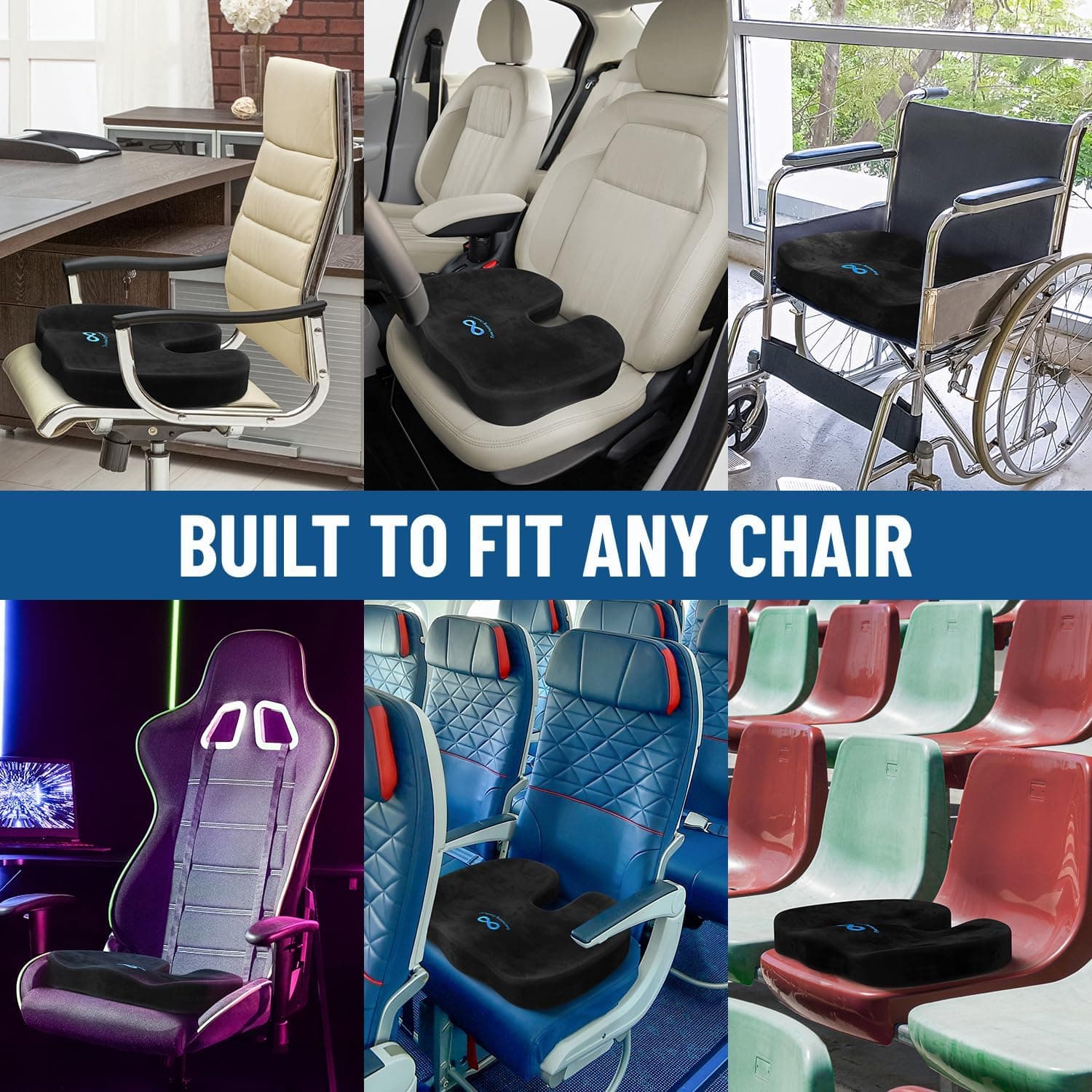 Coussin de siège en mousse à mémoire recommandé par des médecins Everlasting Comfort pour chaises de bureau et voitures - Accessoires ergonomiques de bureau - - Image 5