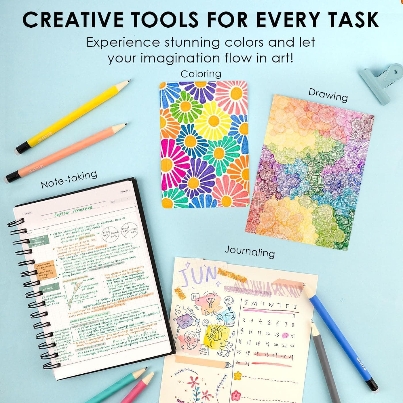 Grabie Erasable Gel Pens, 9 Colors Erasable Pens, Make Mistakes Disappear Colored Pens, Assorted Color Inks for Drawing Writing Planner,Gel Pens for Coloring 9 Colors Pens: Classic - Image 9