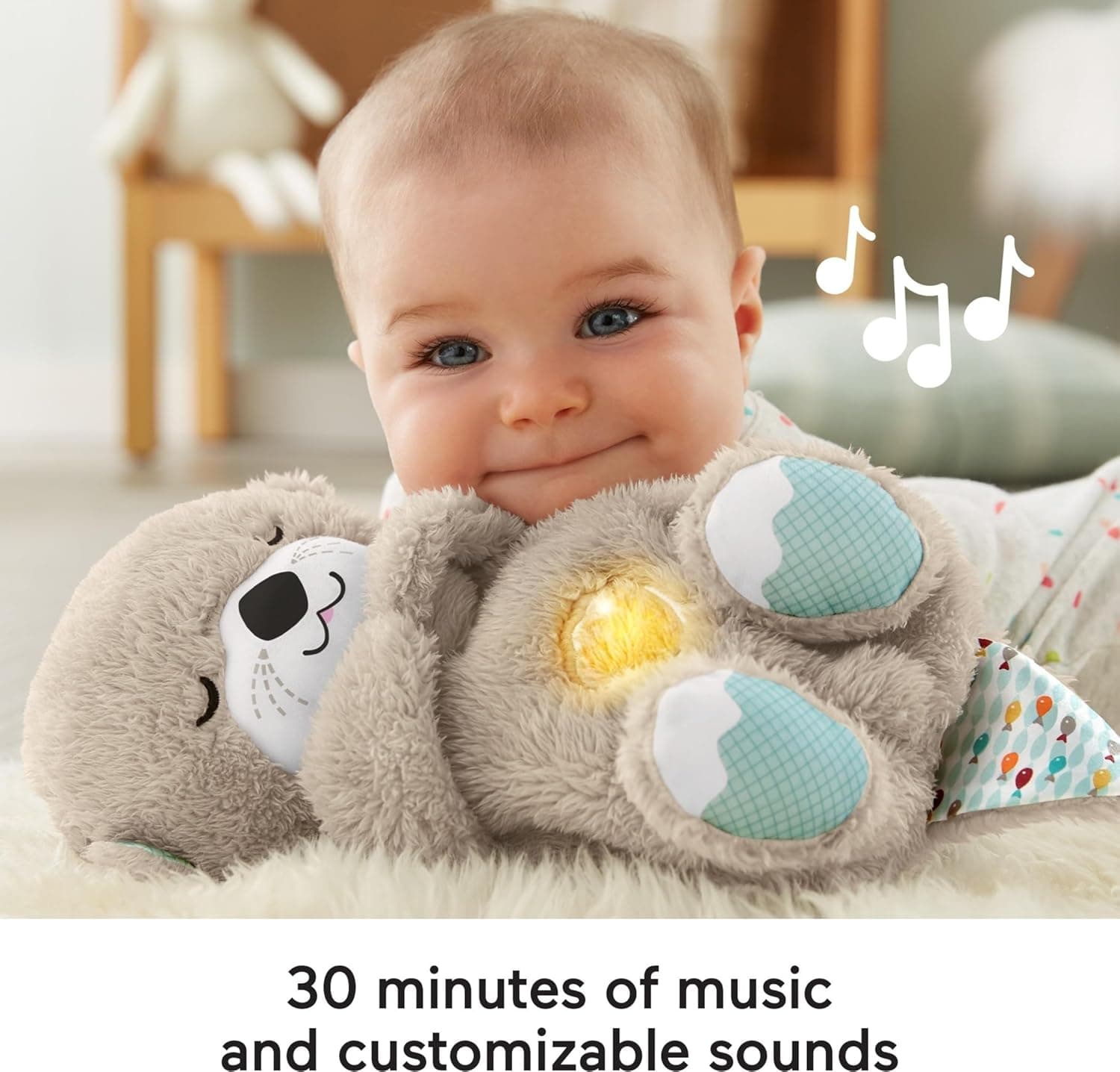 FISHER-PRICE BABY Juguete Soothe 'n Snuggle Otter Máquina de Sonido Portátil de Peluche con Música, Luces y Movimiento de Respiración para Recién Nacidos 0+ Meses - Image 4