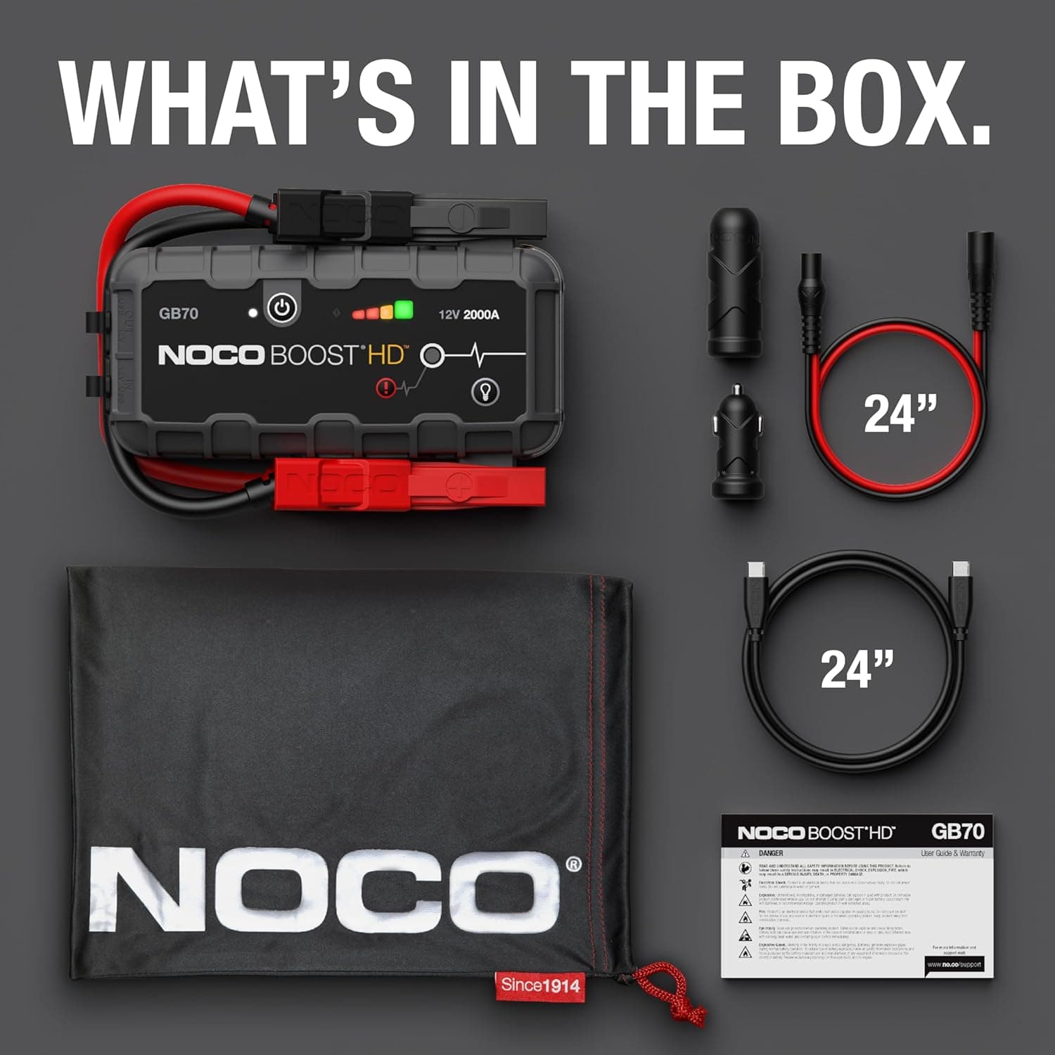 NOCO Boost GB70: Arrancador de Batería UltraSeguro de 2000A – Paquete de Batería de Litio de 12V, Caja de Arranque Portátil, Banco de Energía y Cables de Arranque - para Motores de Gasolina de 8.0L y Motores Diésel de 6.0L - Image 6
