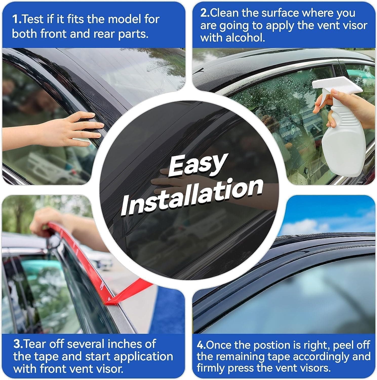 Deflectores de Ventana para Lluvia para Ford F150 SuperCrew 2015-2025, Sombrillas para Lluvia y Sol, Deflectores de Ventilación para 2017-2025 F-150 Raptor F250 F350 F450 F550 Super Duty Crew Cab, para Cabinas de Tamaño Completo 2015-2025 f150 SuperCrew - Image 7