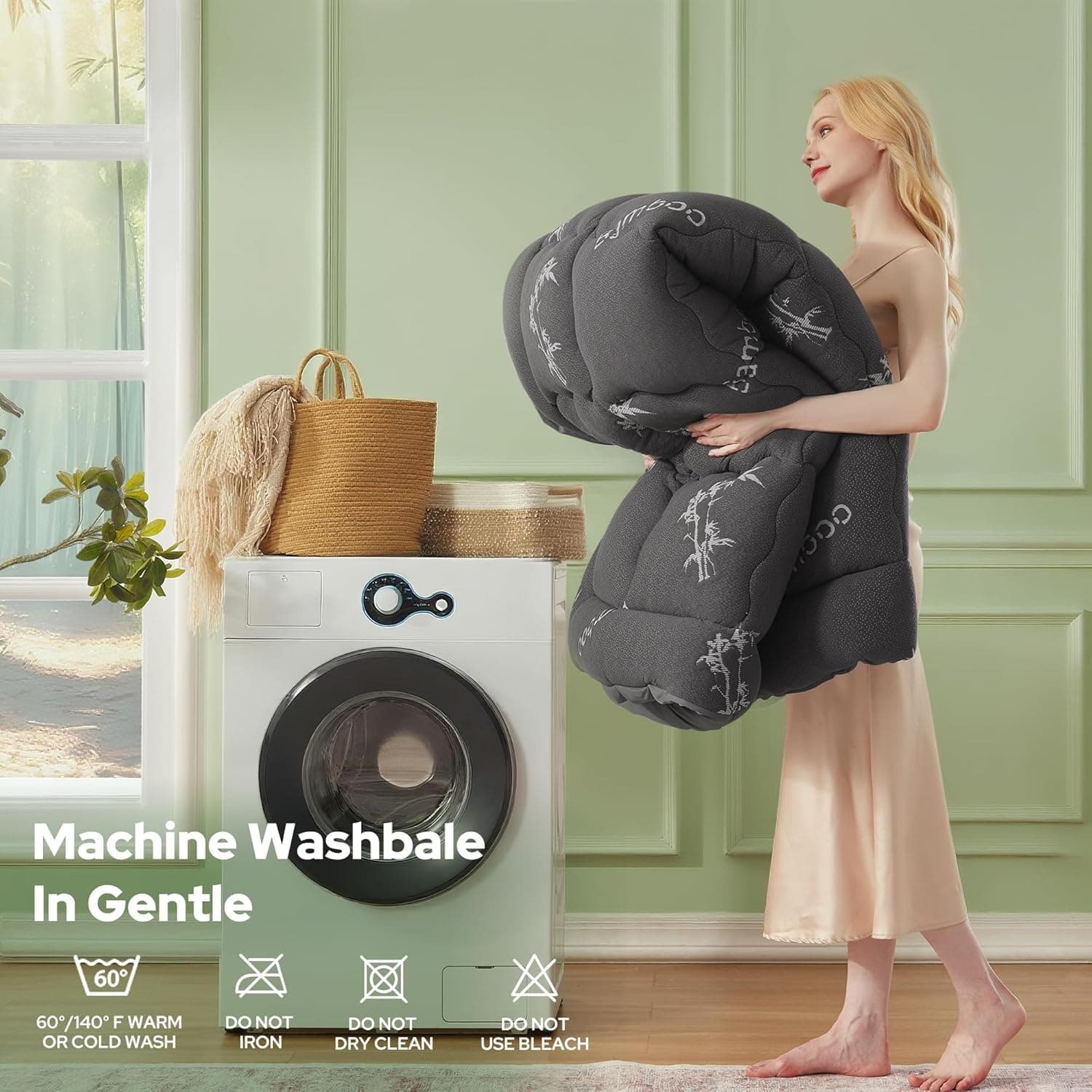 BEDLORE King Mattress Topper Viscose Derived from Bamboo, Thick Pillow Top Mattress Pad with Stretchable Pockets for 6"-18" Mattress, Soft Breathable Mattress Topper for Back Pain Relief(Dark Gray) 2 Dark Gray King - Image 8