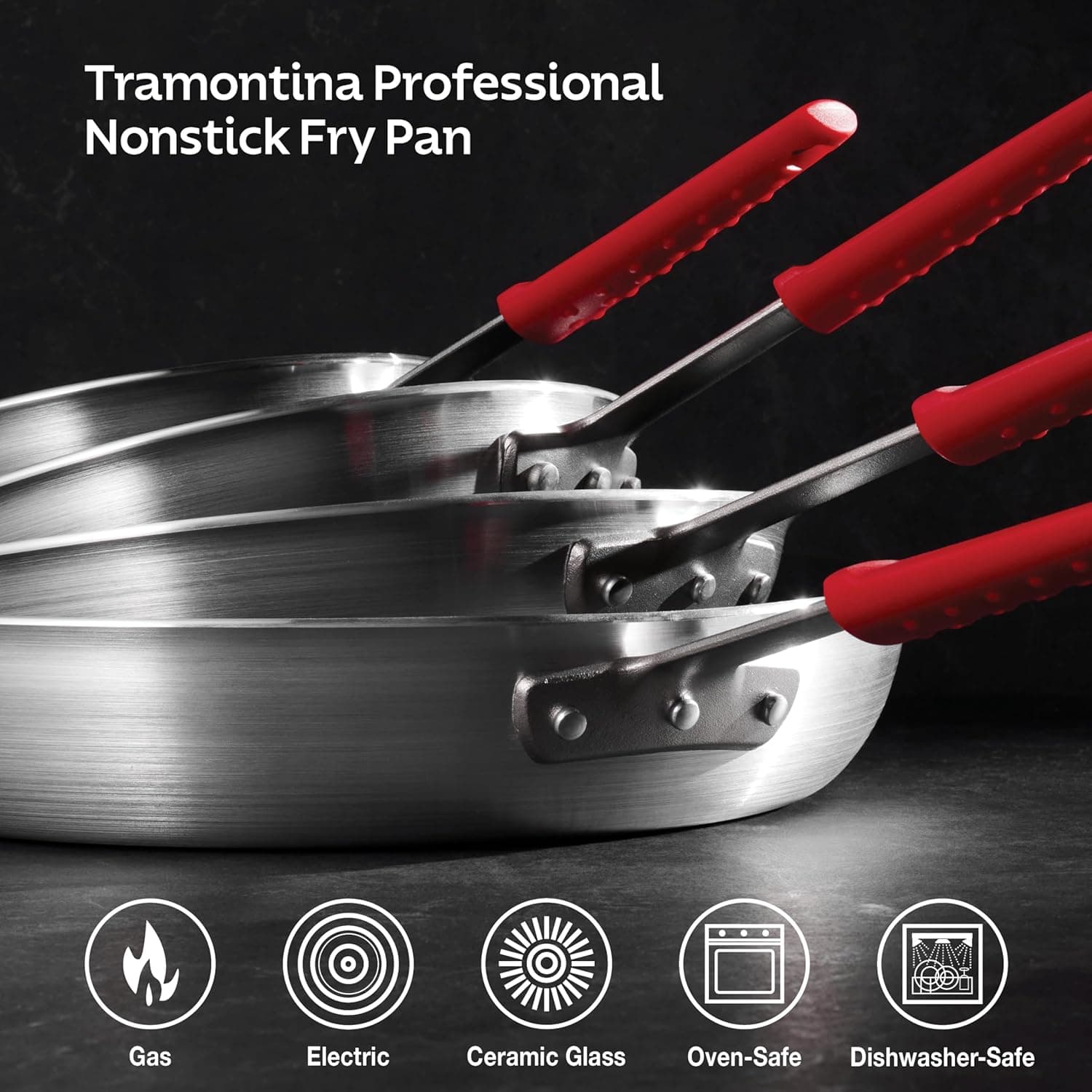 Tramontina Professional 10-Inch Non Stick Frying Pan, Heavy-Gauge Aluminum Skillet with Reinforced Nonstick Coating, Red Handle, Dishwasher and Oven Safe Nonstick (Red handle) 10 Inch - Image 6